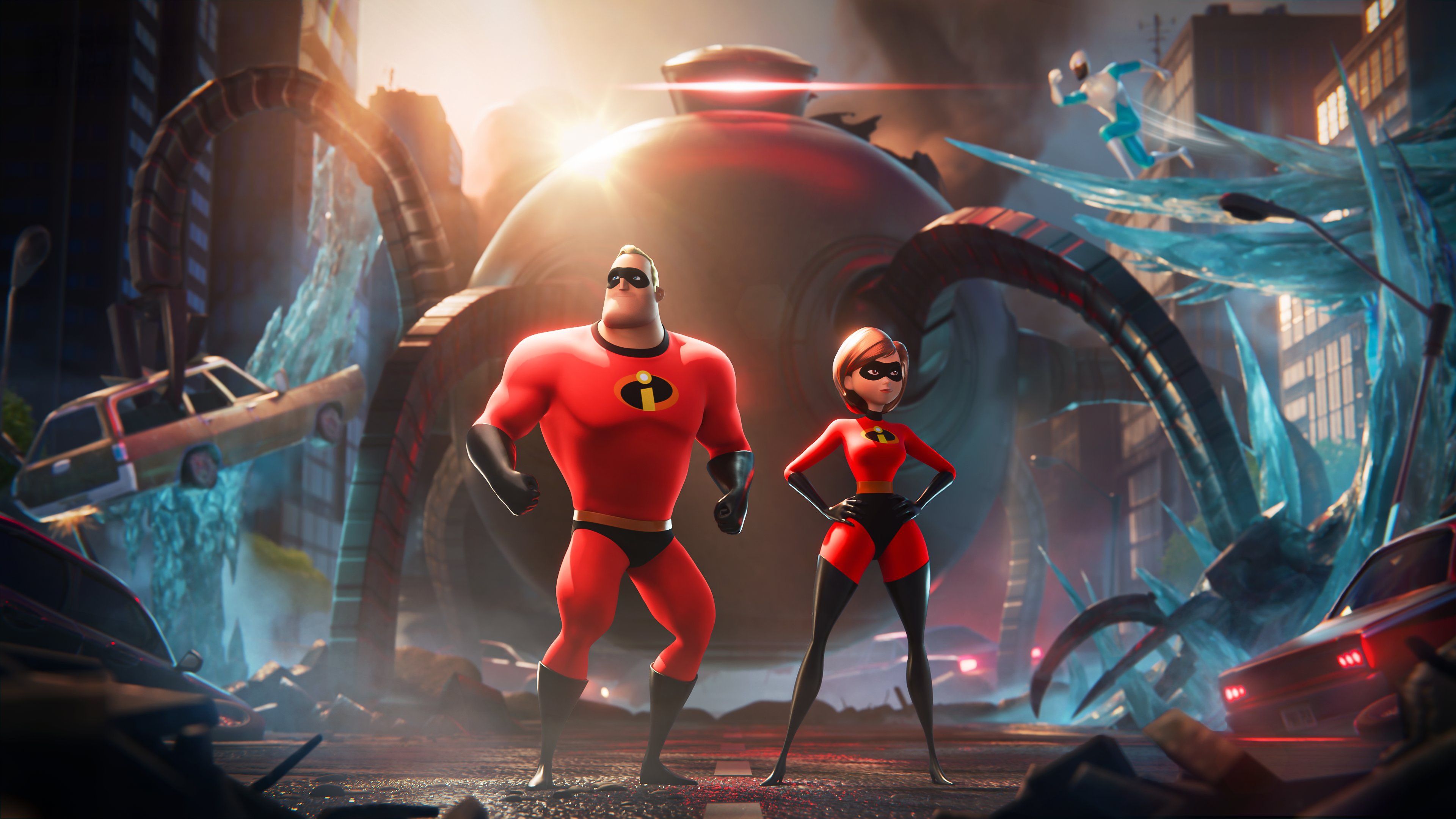 Fortnite X The Incredibles: Mr. Incredible and Elastigirl HD Wallpaper