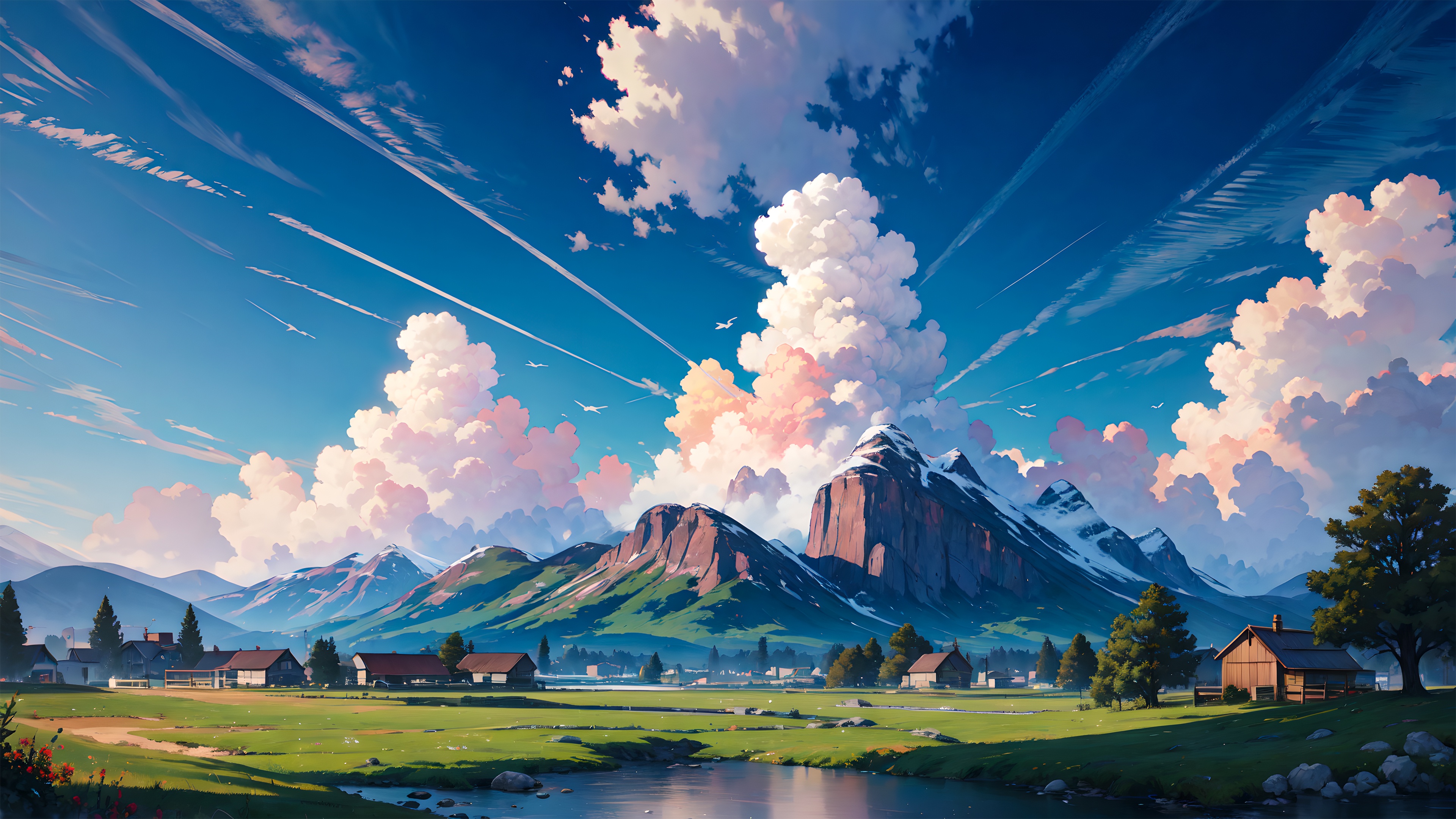 Clouds Over The Village Alpine Bliss HD Wallpaper