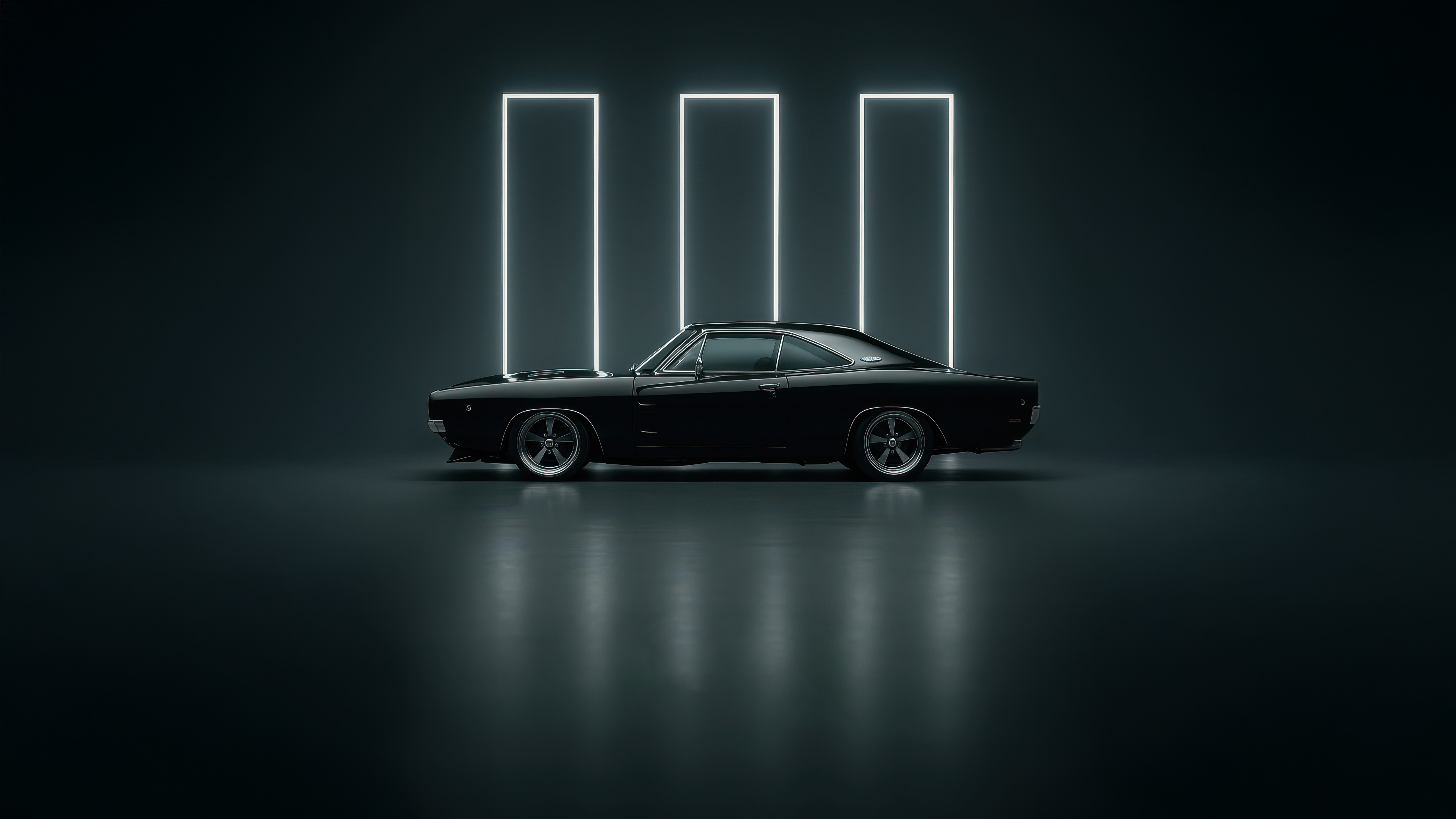 Black Dodge Charger V8 Thunder Machine HD Wallpaper
