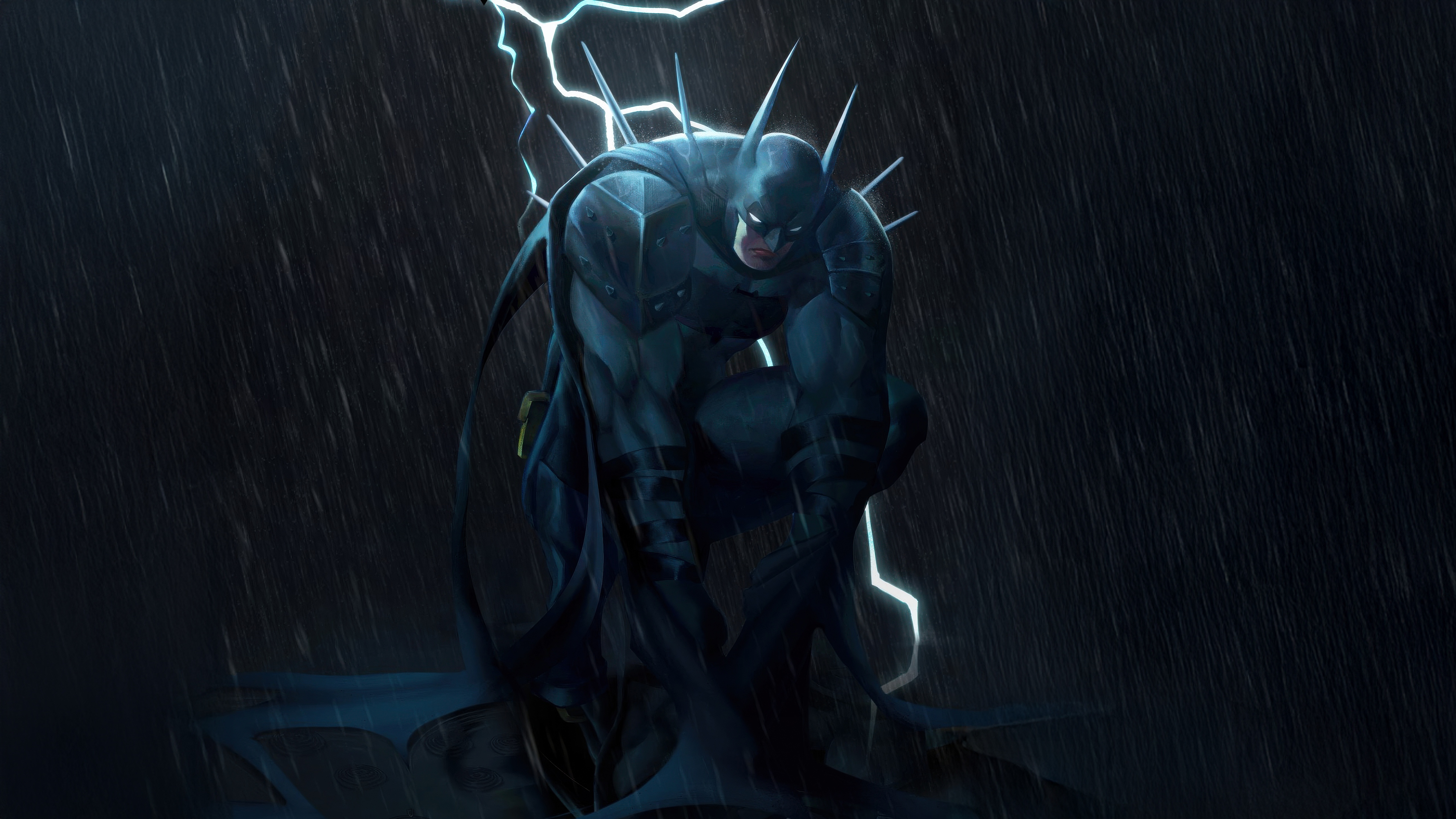 Batman in a Storm with Lightning HD Wallpaper