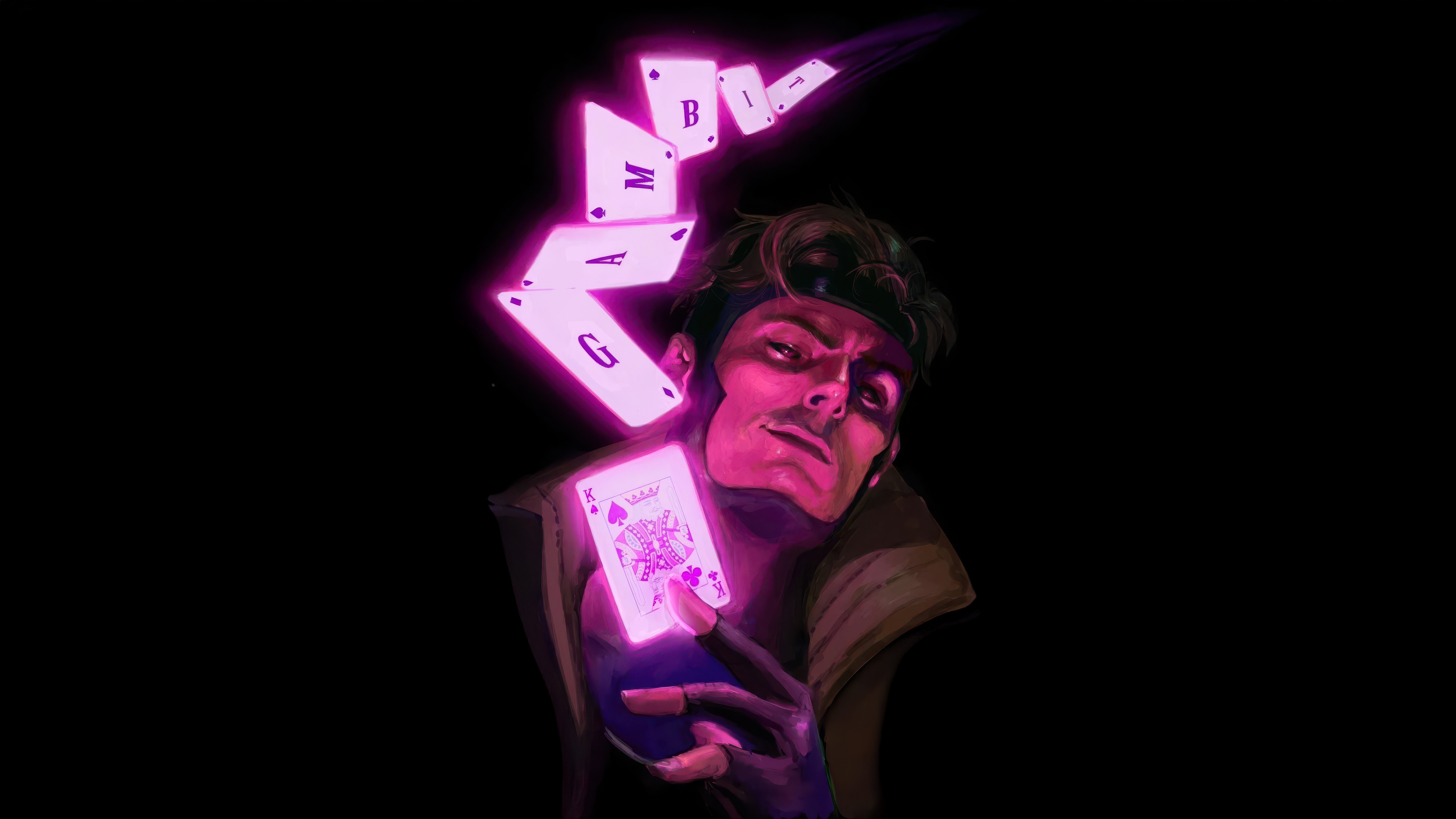 Gambit with glowing cards HD Wallpaper