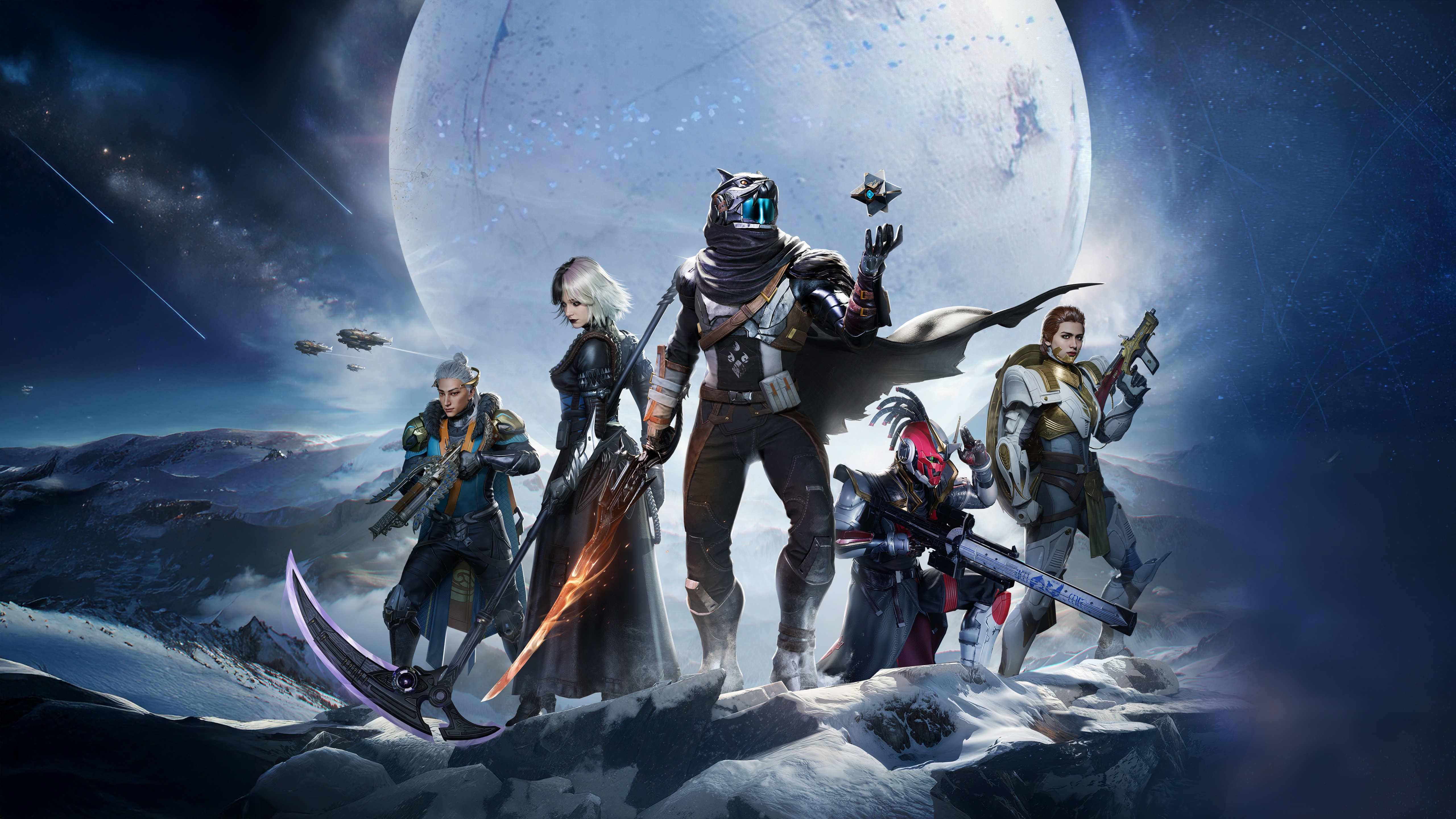 Destiny 2: The Witch Queen characters on a snowy planet HD Wallpaper