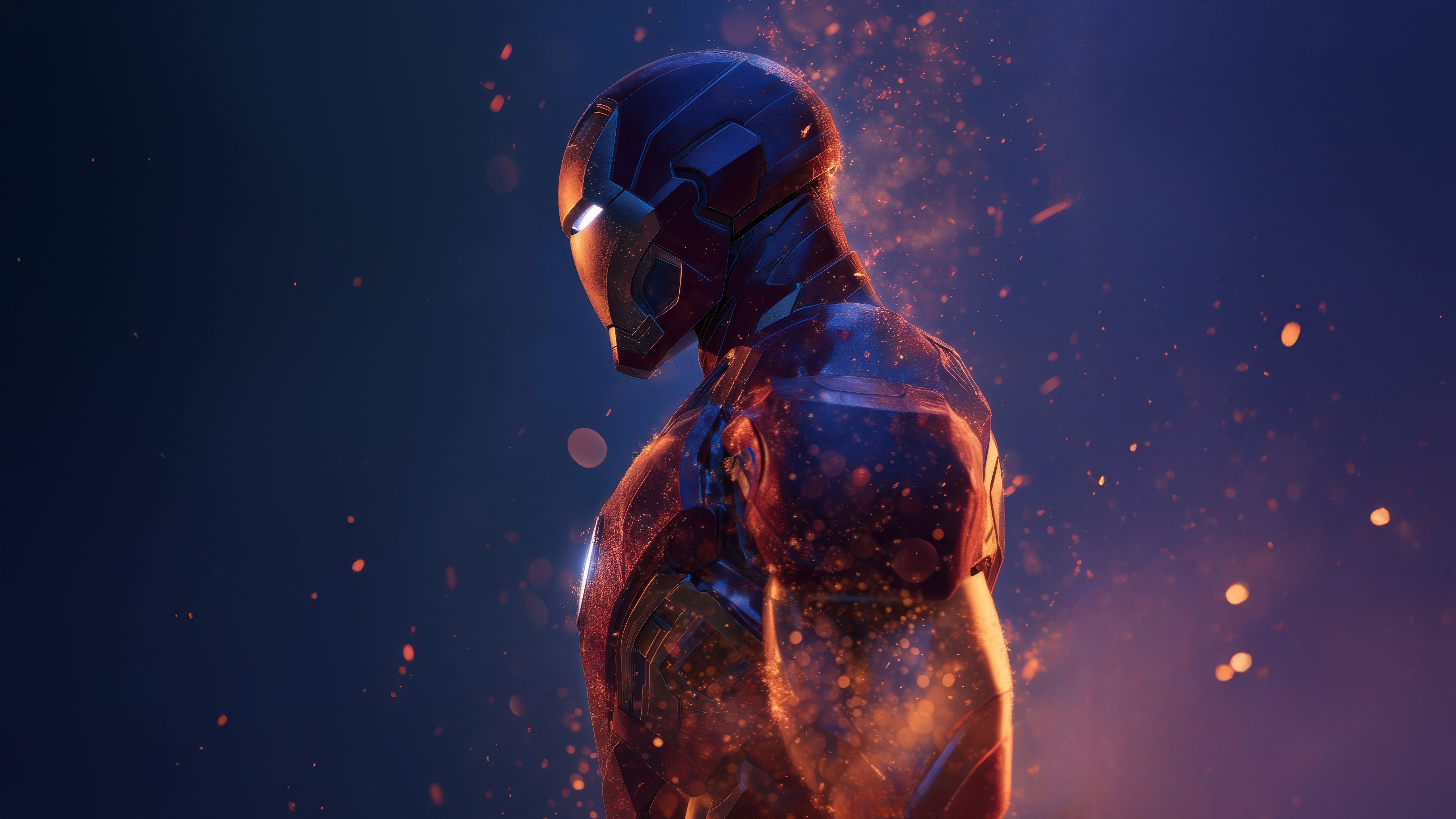 Iron Man in Red Armor with Sparks HD Wallpaper