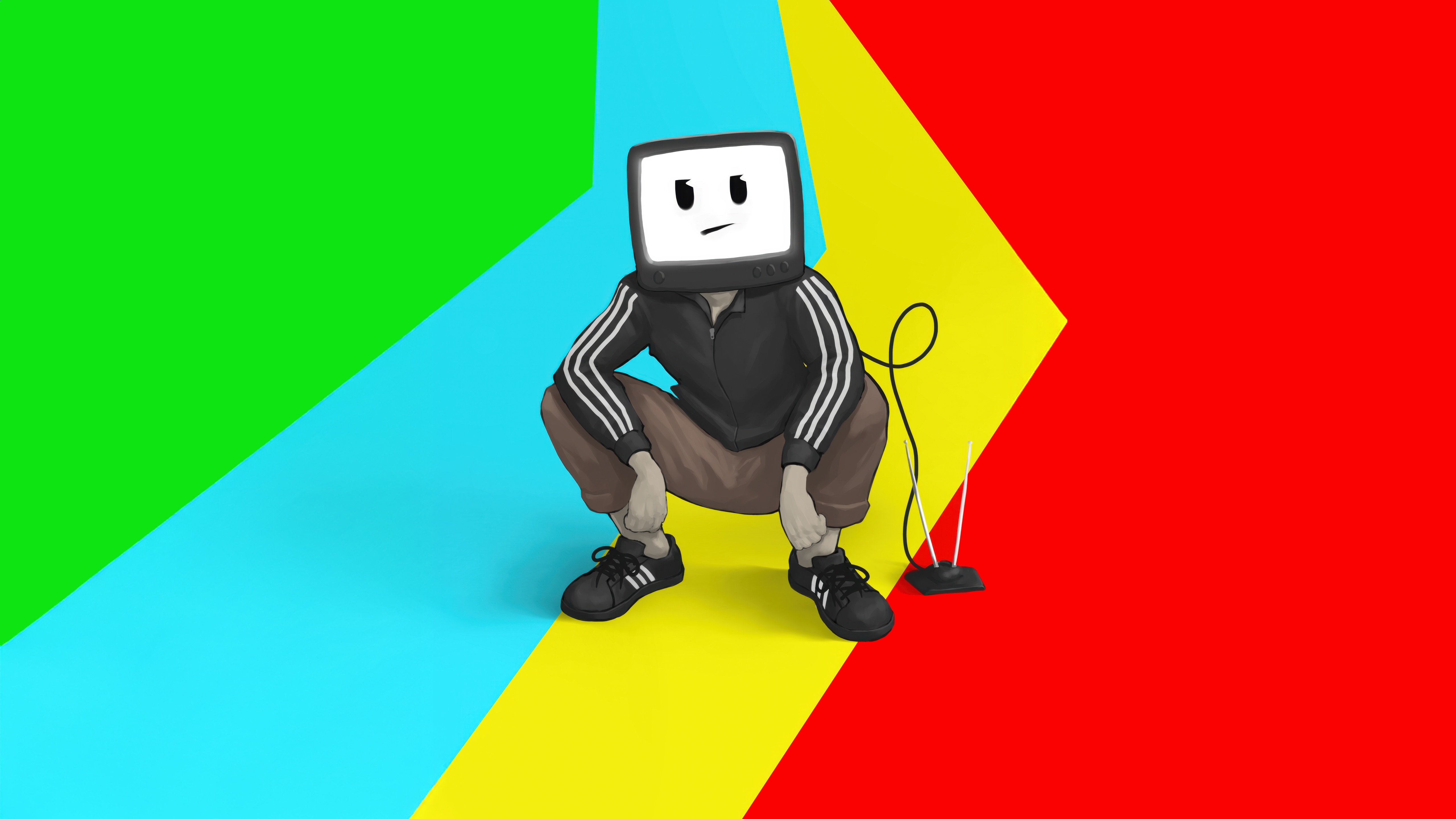 TV Head Character in Adidas Tracksuit HD Wallpaper