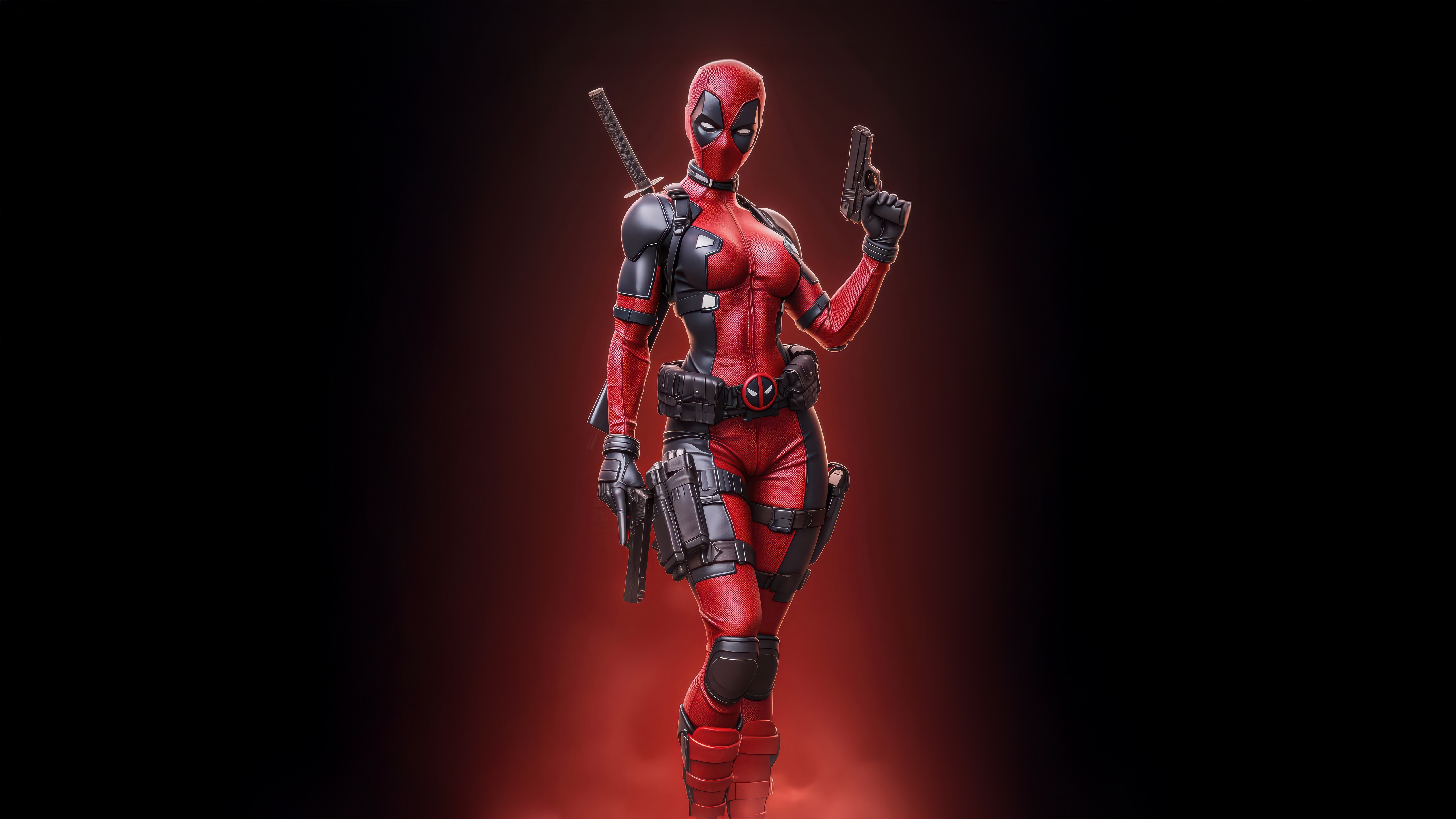 Lady Deadpool with Guns and Katana HD Wallpaper
