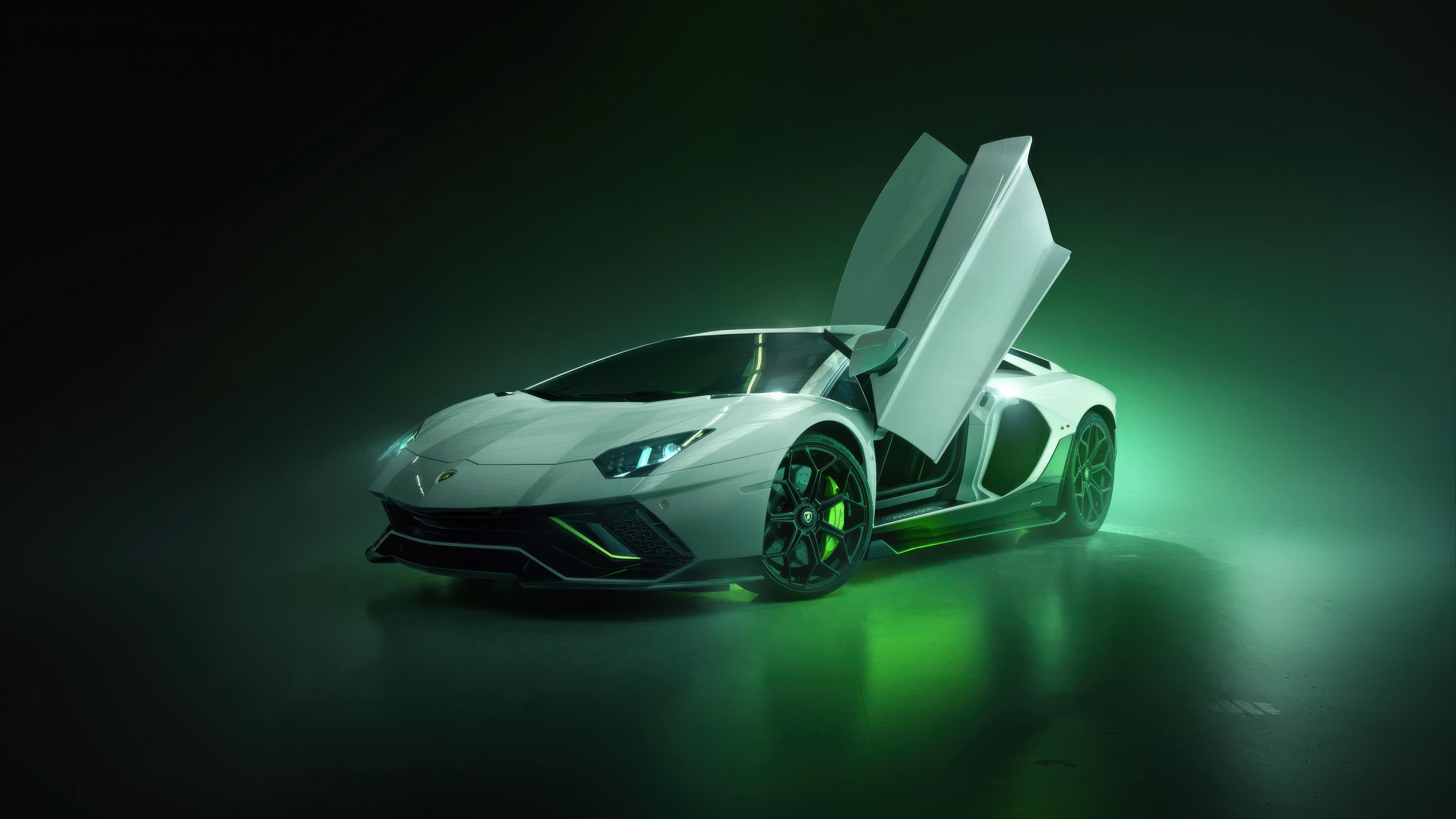 White Lamborghini Aventador Lp 780 4 Ultimae with Doors Open HD Wallpaper