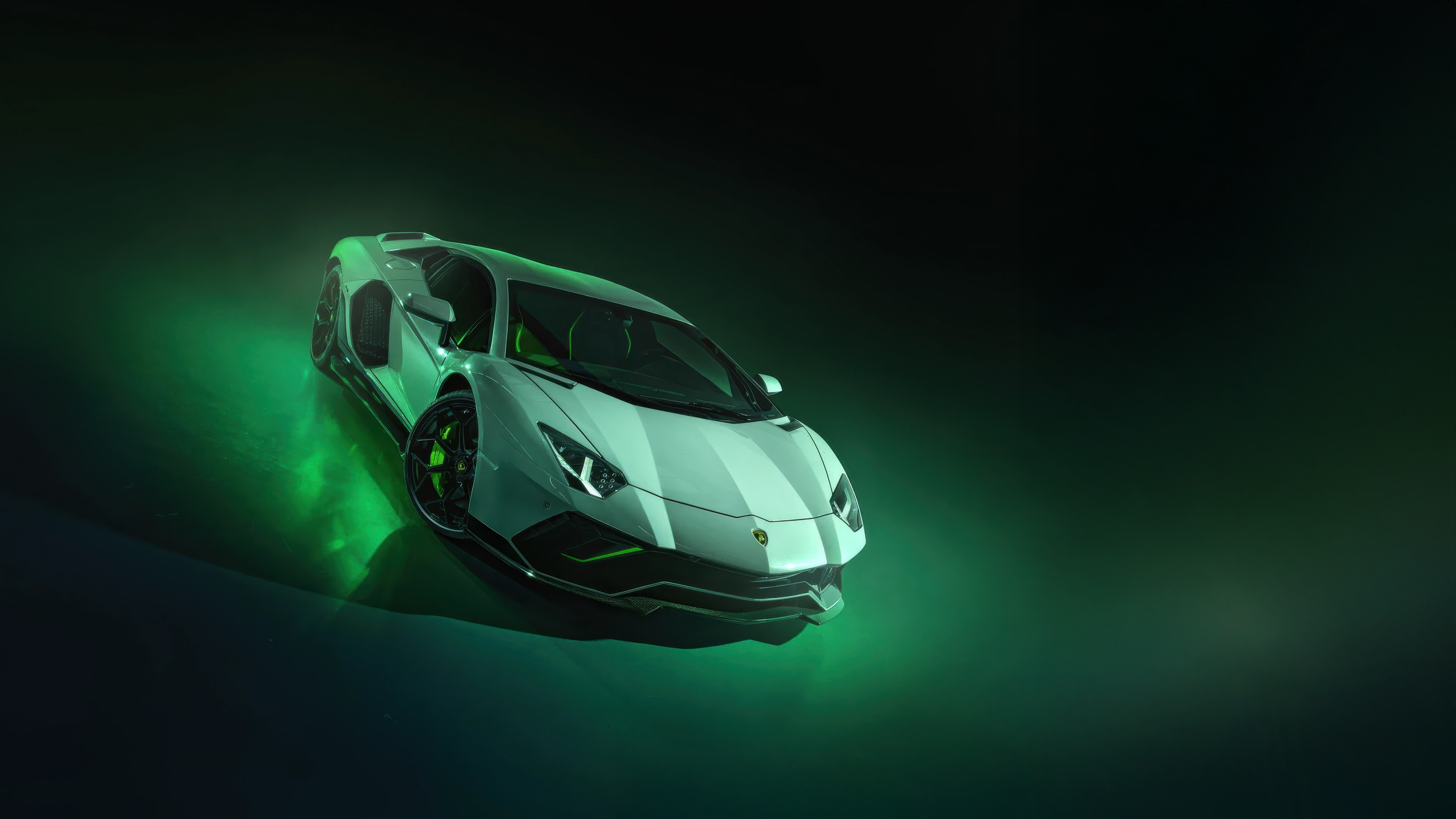 White Lamborghini Aventador LP 780-4 Ultimae HD Wallpaper
