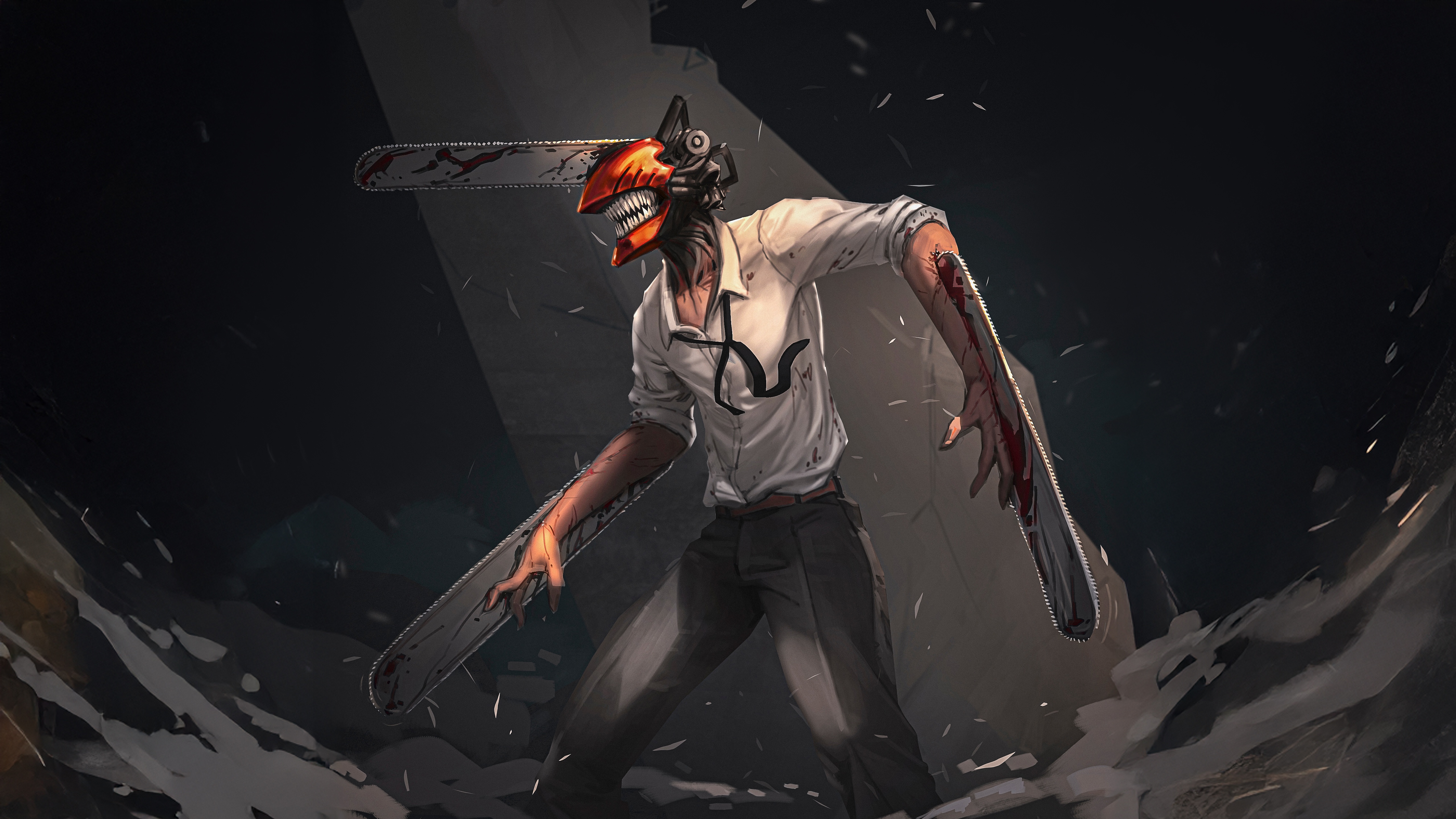 Denji from Chainsaw Man with Chainsaws HD Wallpaper