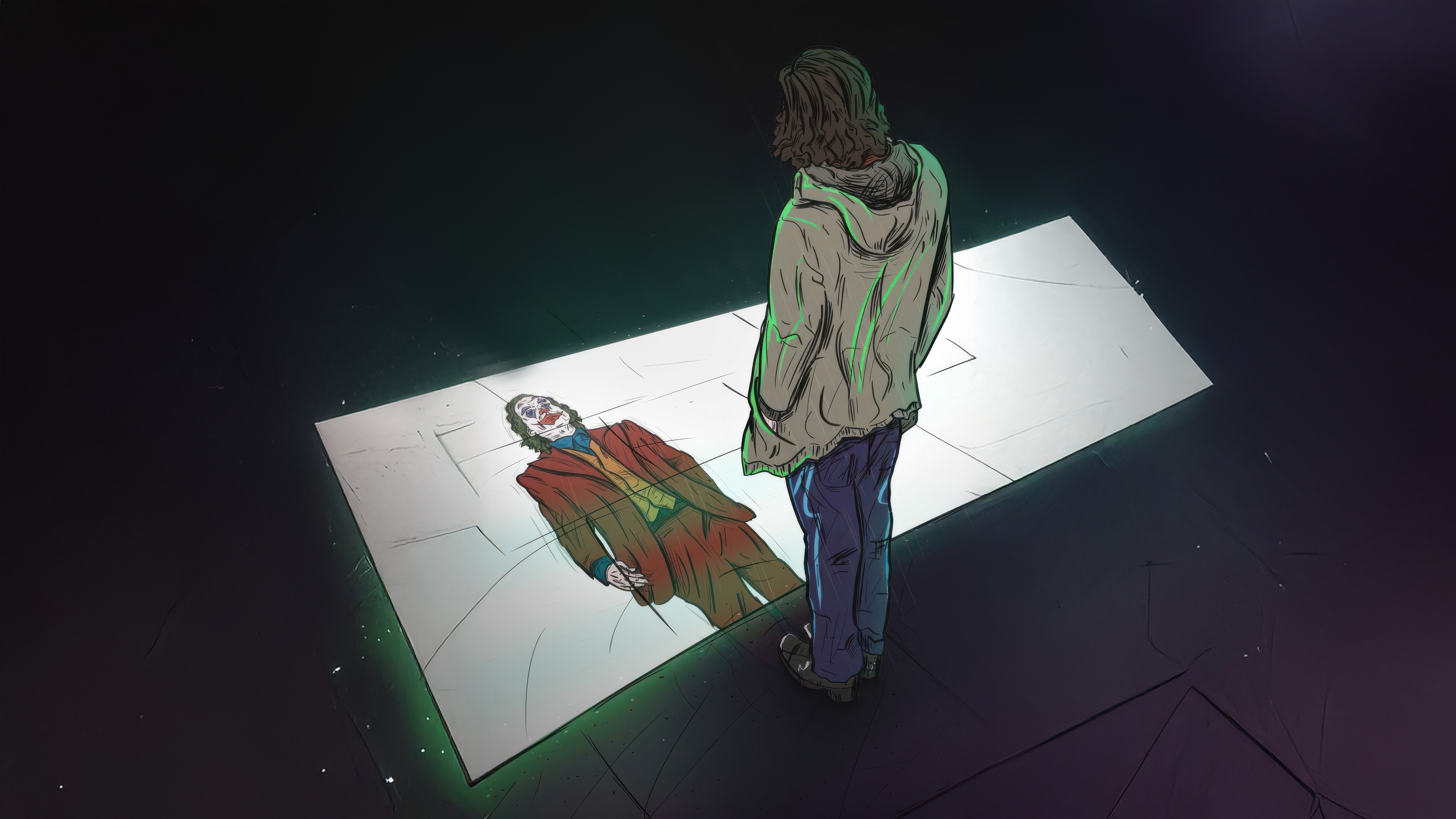 Joker reflected in a broken mirror HD Wallpaper