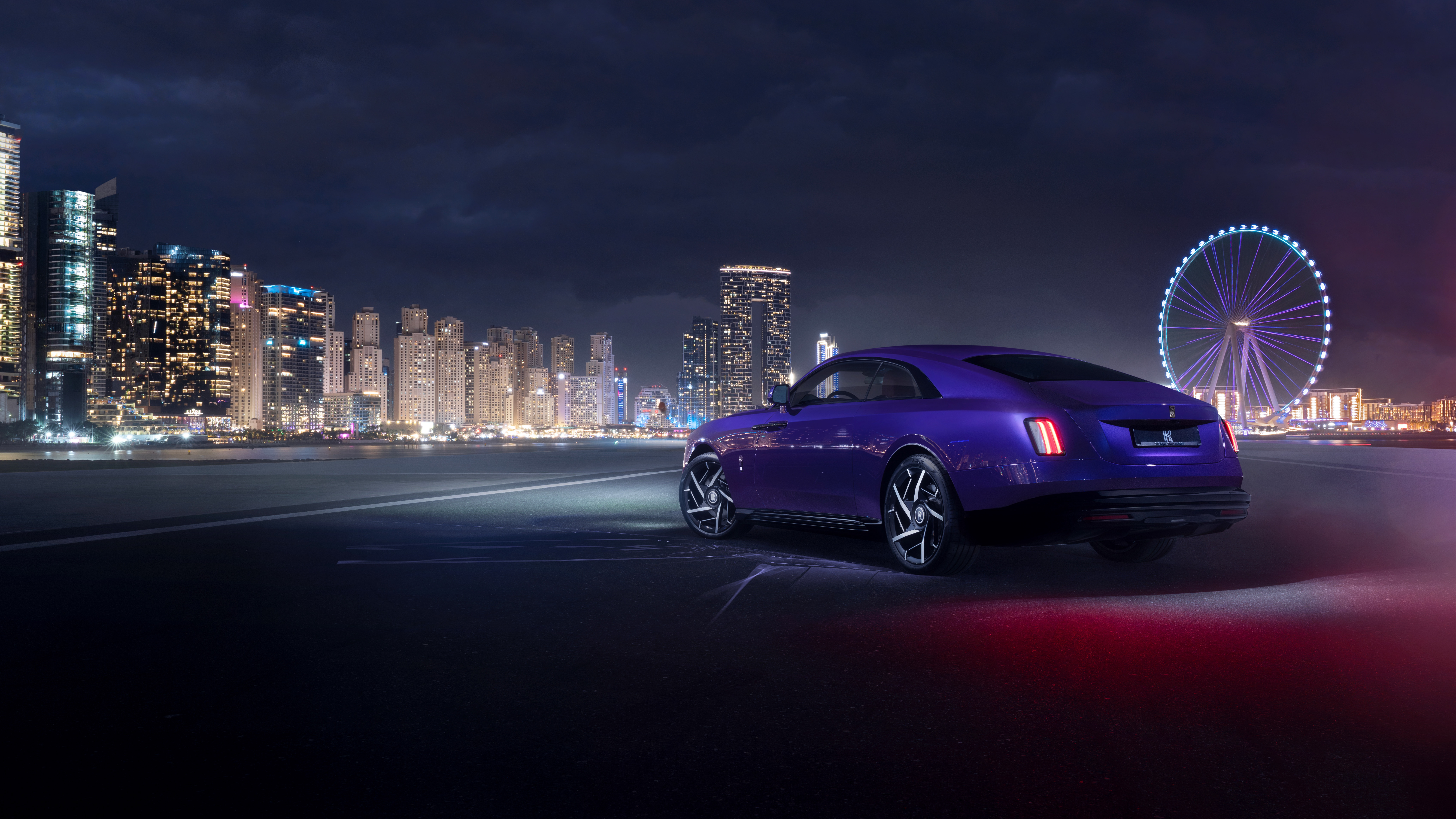 Rolls Royce Black Badge Spectre in Dubai at Night HD Wallpaper