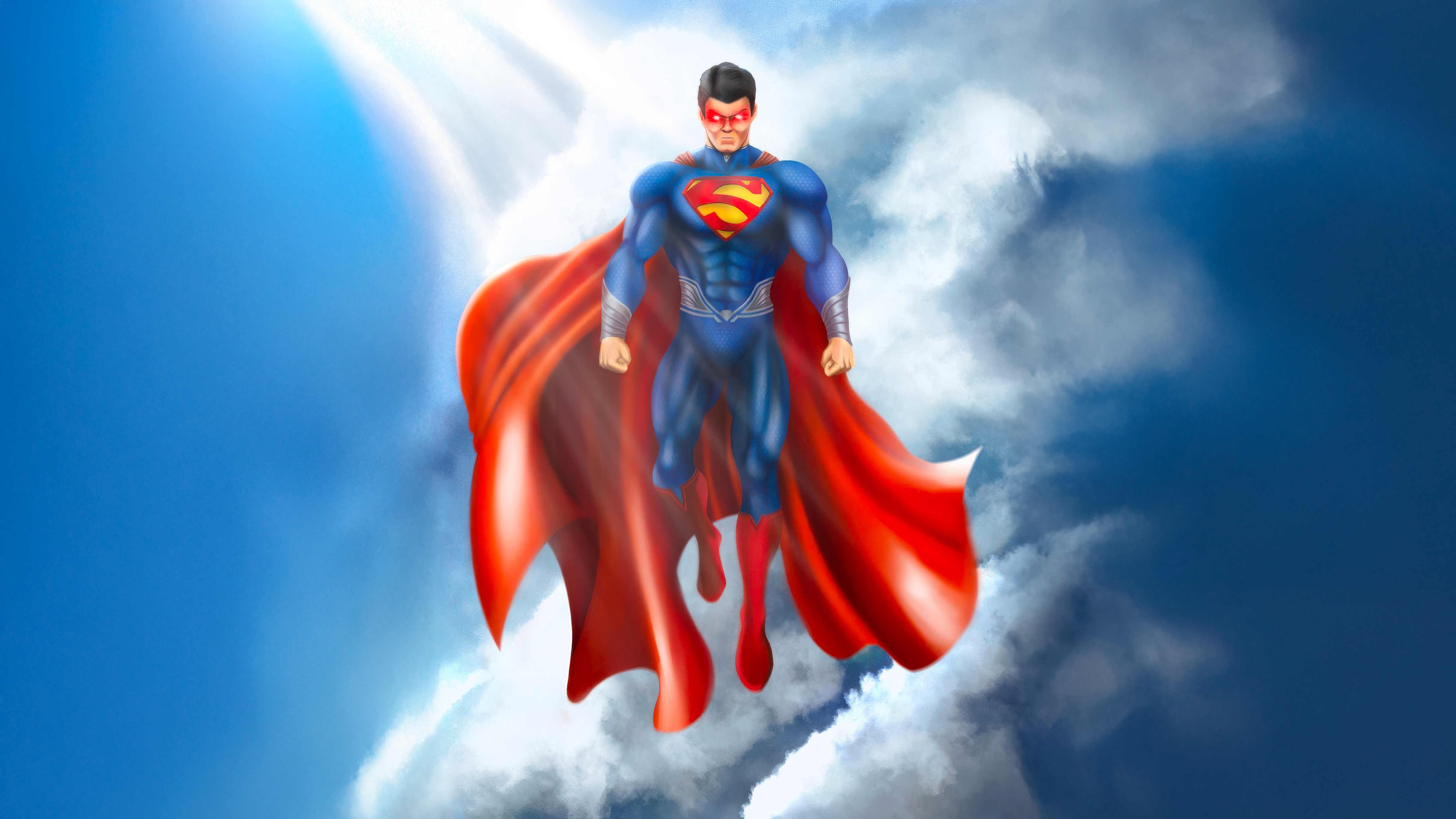 Superman flying through clouds HD Wallpaper