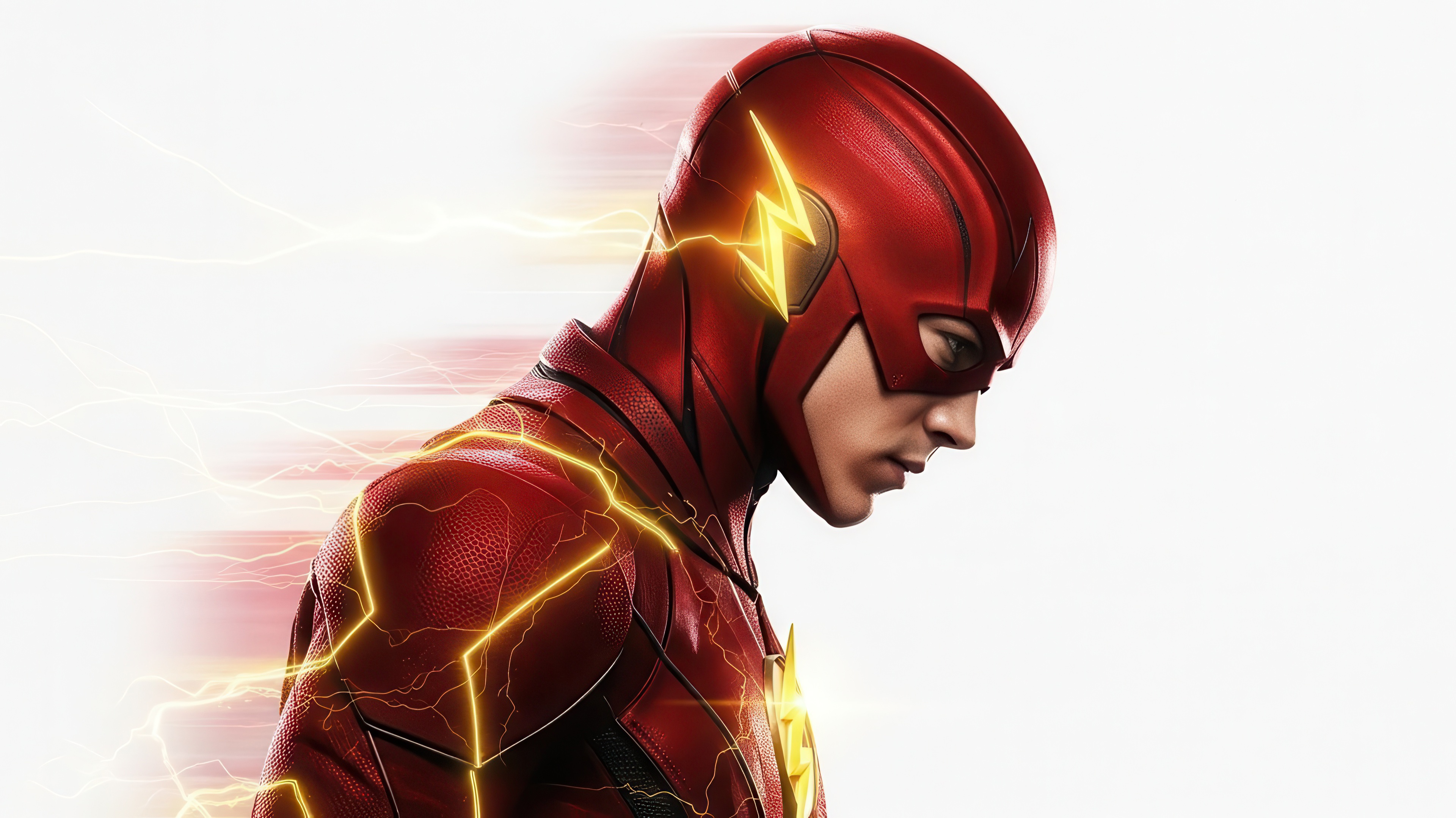 The Flash in his red suit with lightning effects HD Wallpaper