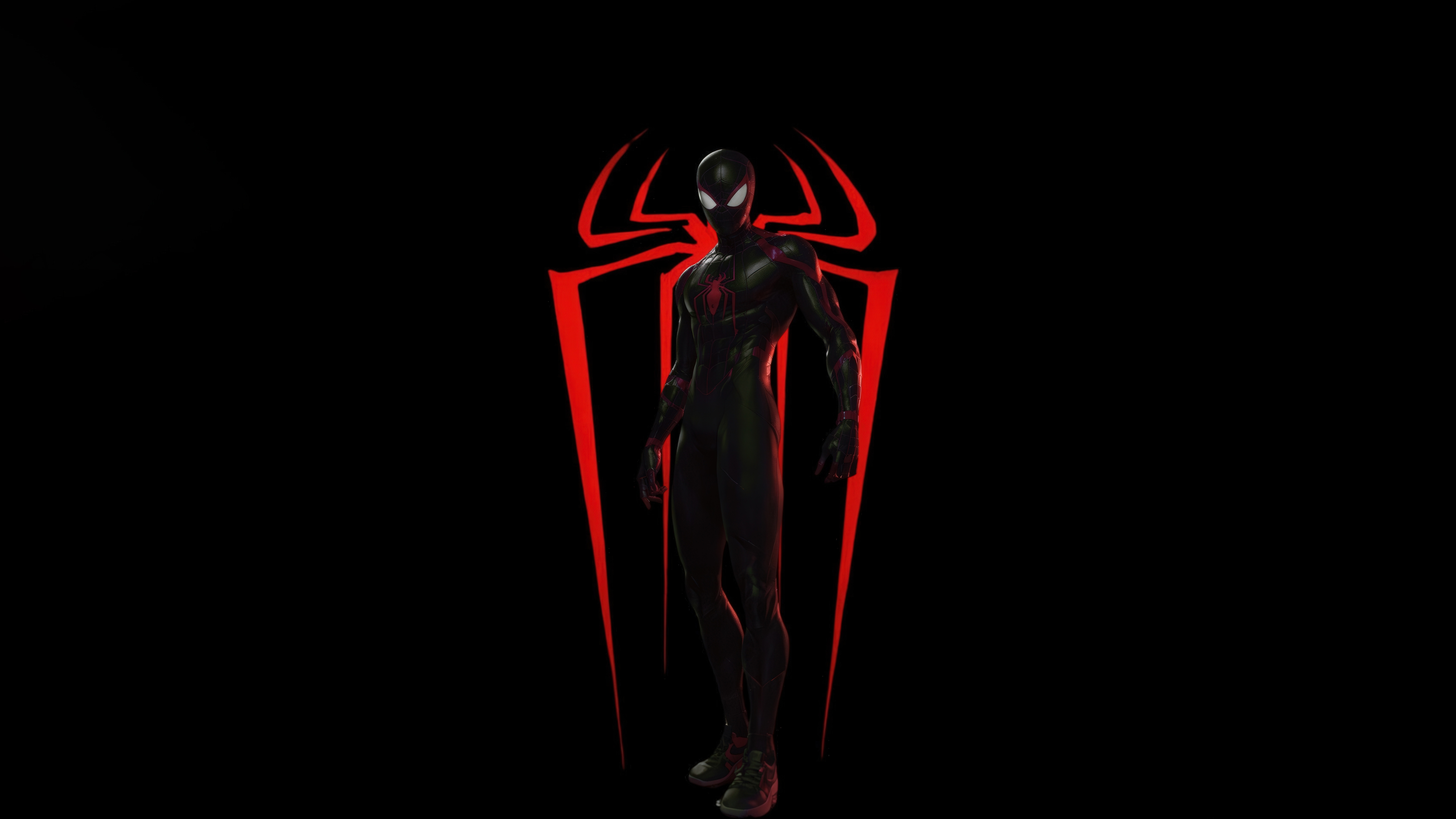 Miles Morales Spider-Man with Red Spider Logo HD Wallpaper