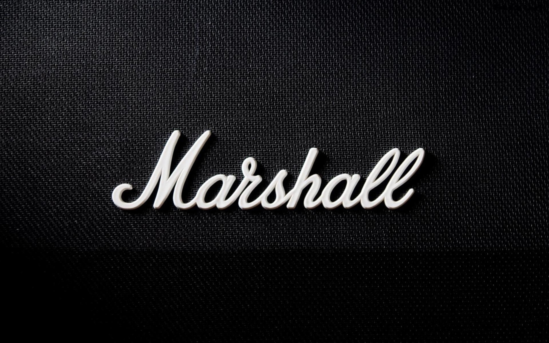 Marshall logo on black textured background HD Wallpaper
