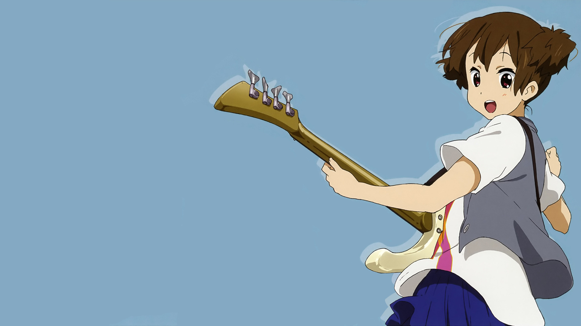 Ui Hirasawa from K-On! playing a bass guitar HD Wallpaper