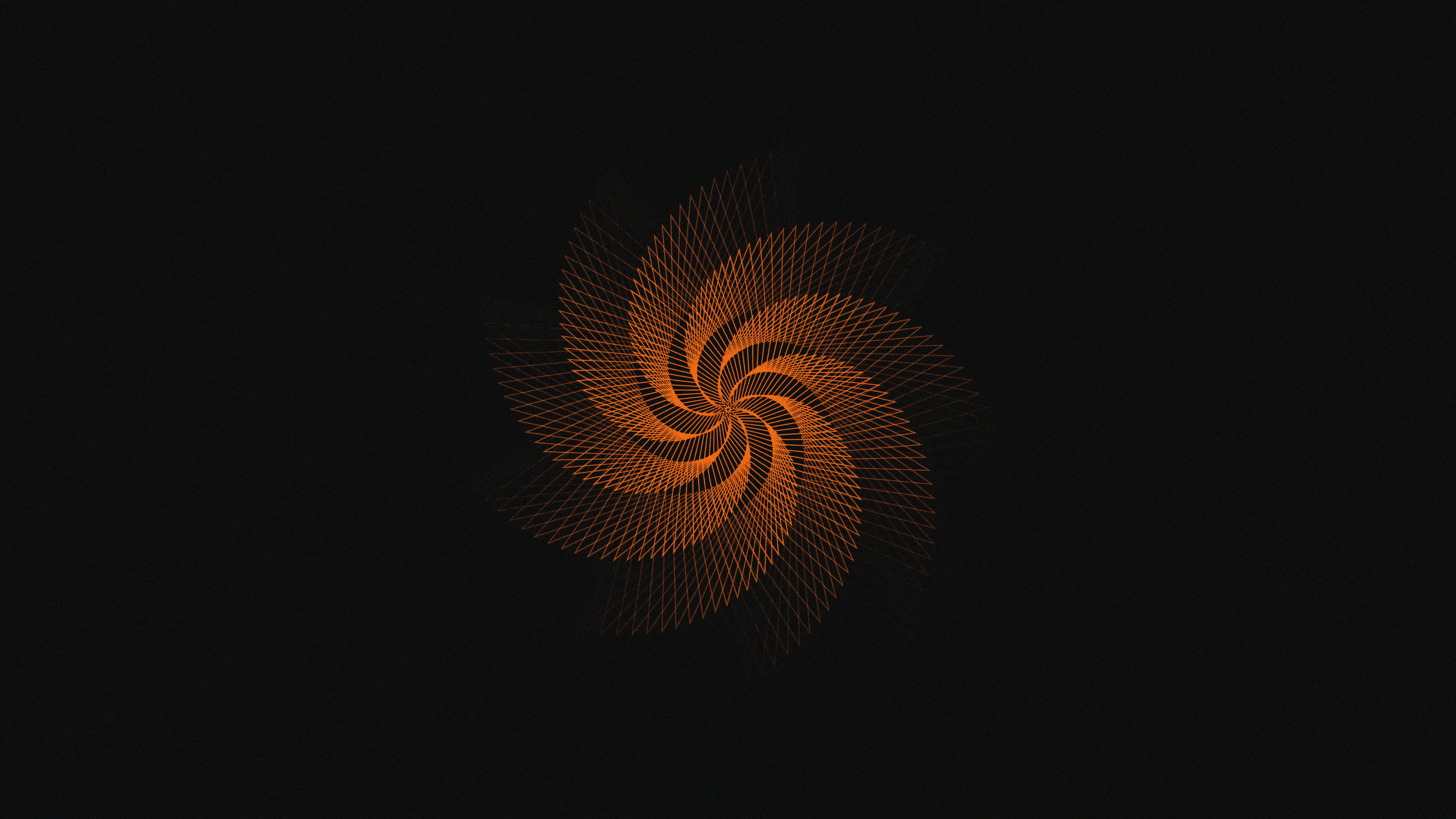 Orange Swirl Pattern on Black Background HD Wallpaper