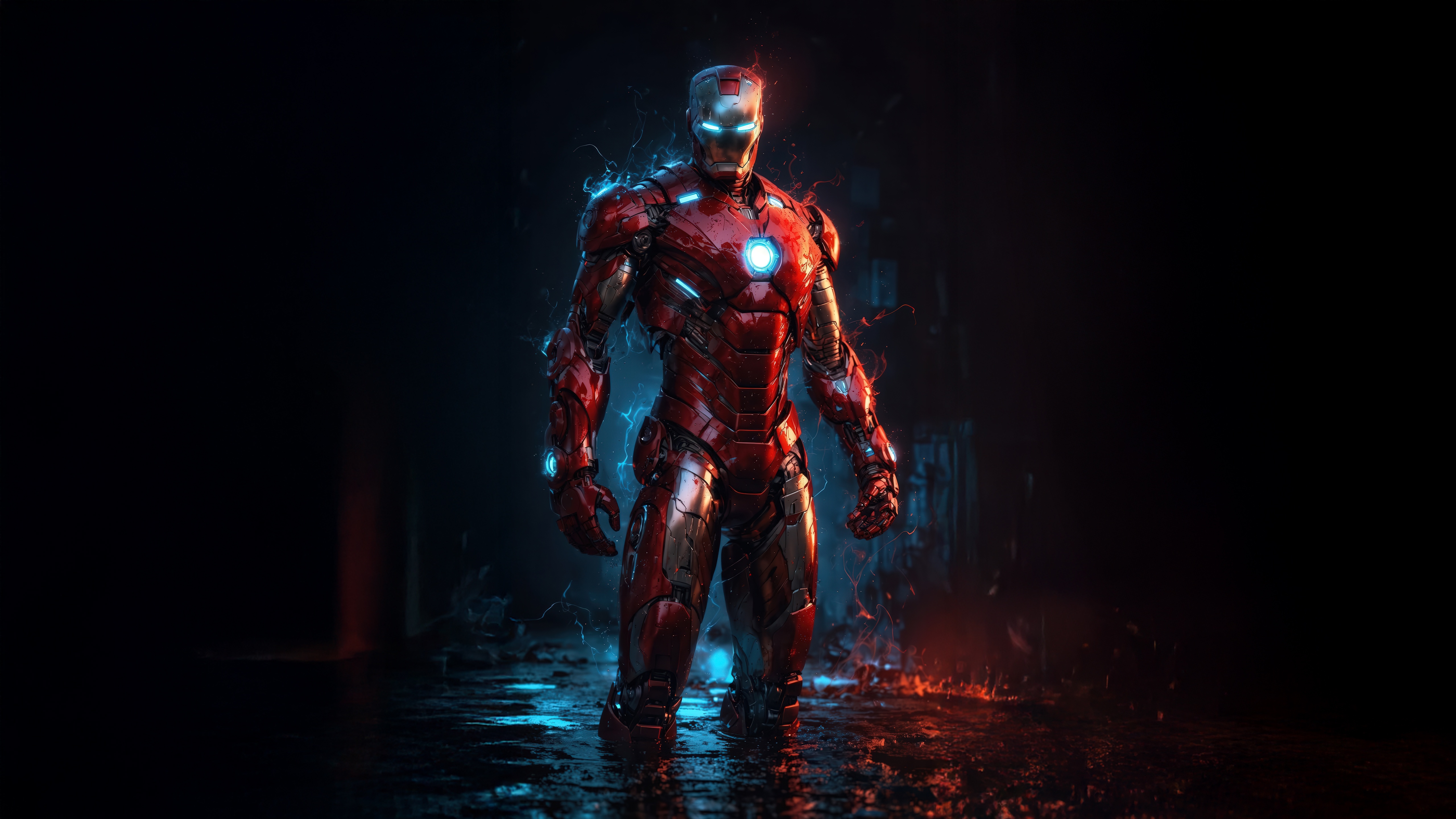 Ultimate Iron Man in a Dark Environment HD Wallpaper
