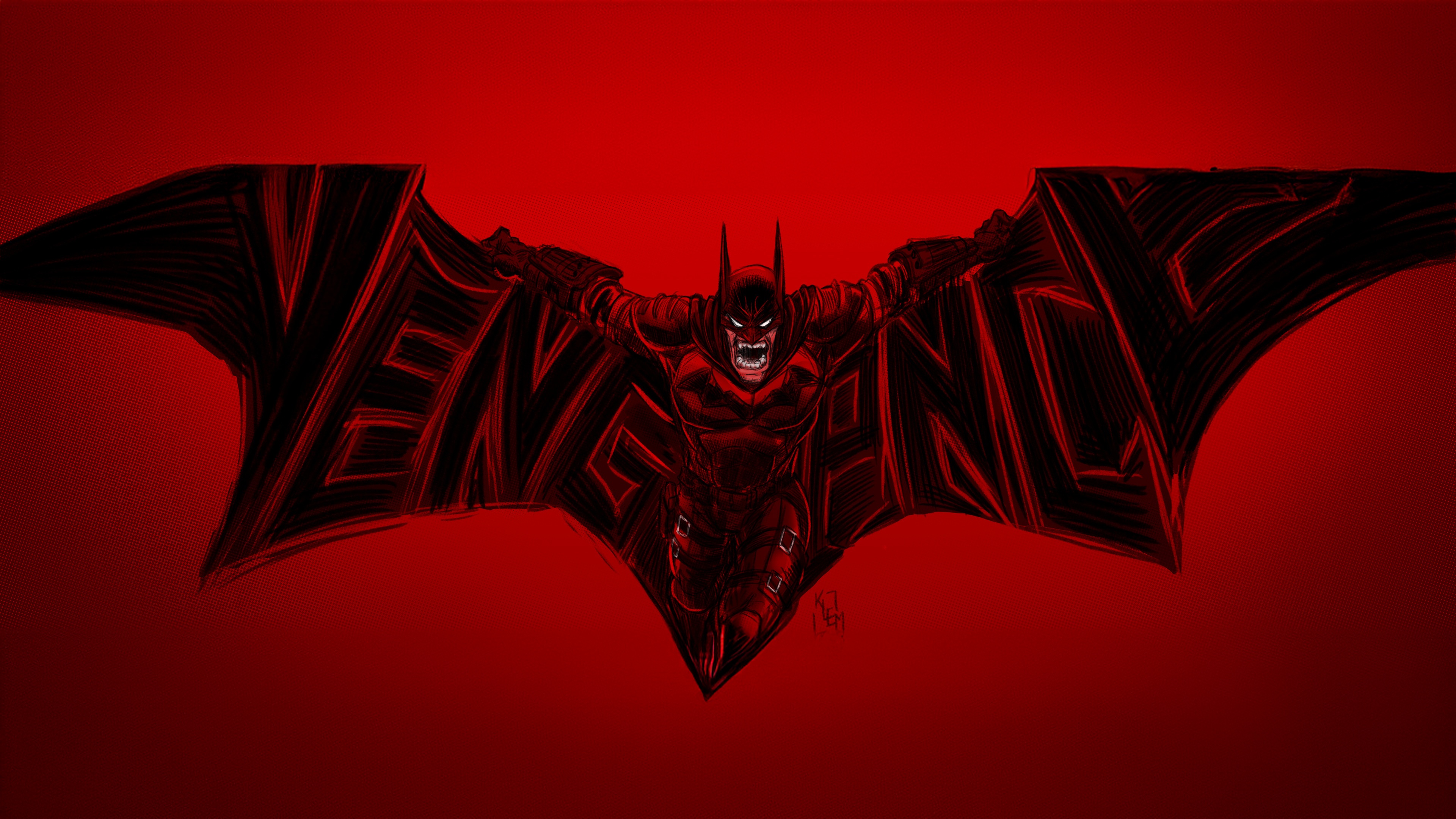 Batman with 'VENGEANCE' Bat Symbol HD Wallpaper