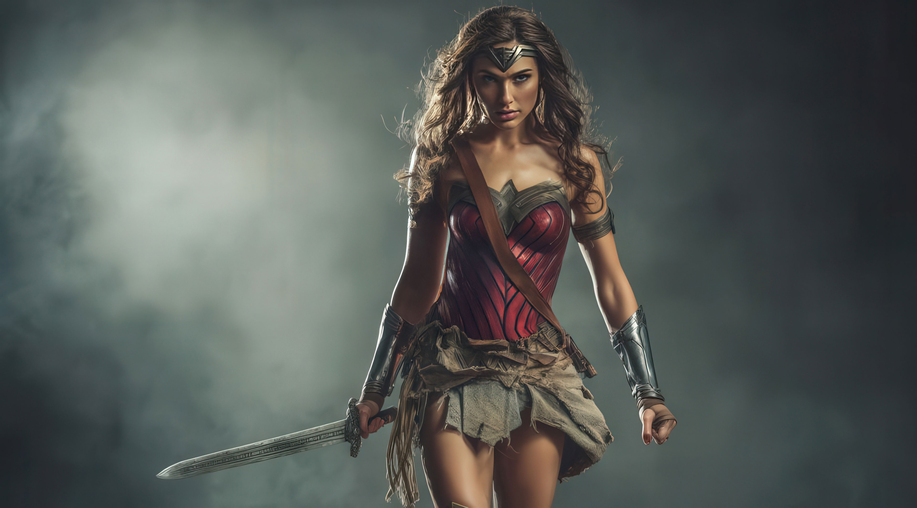 Wonder Woman holding a sword HD Wallpaper