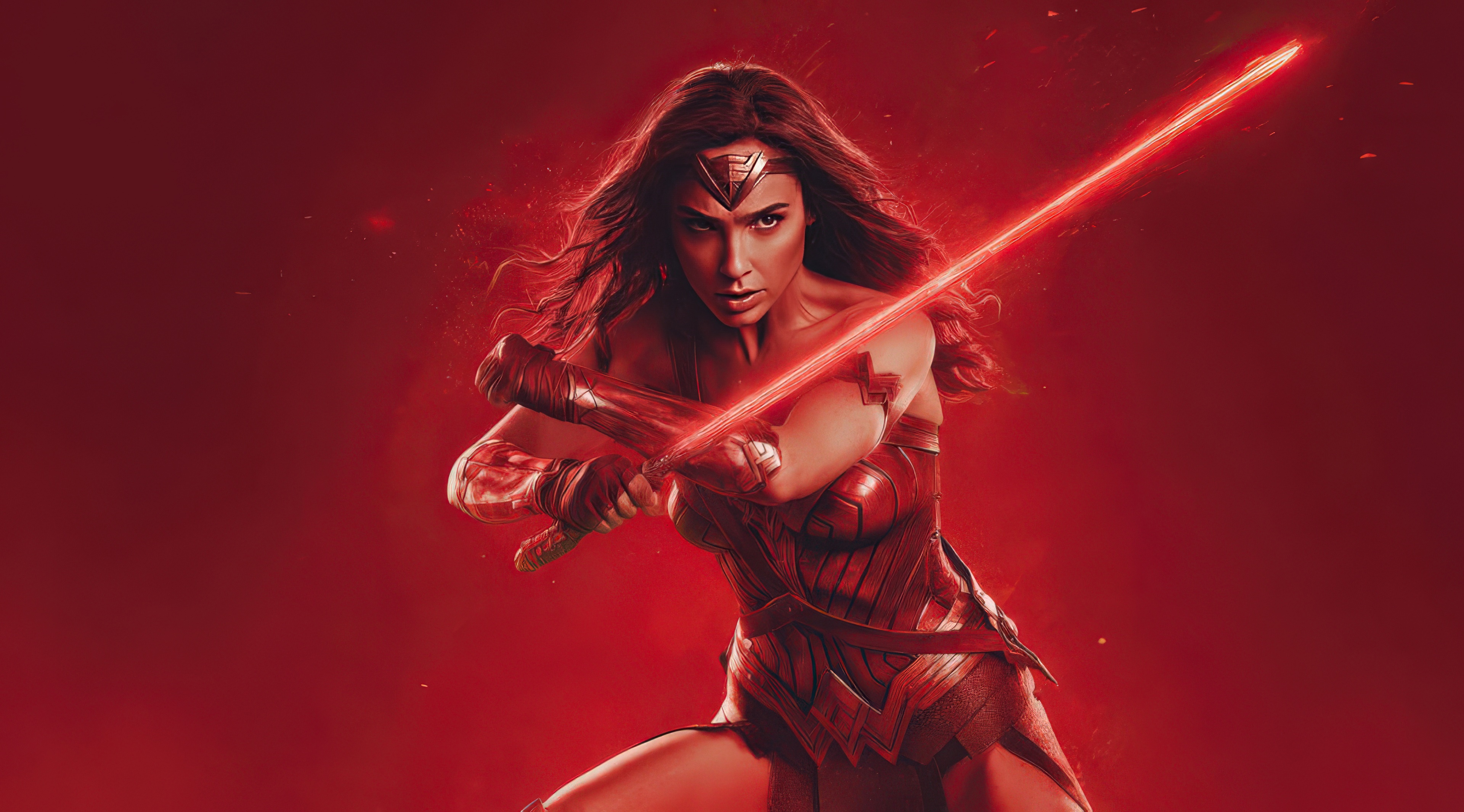 Wonder Woman with a glowing sword HD Wallpaper