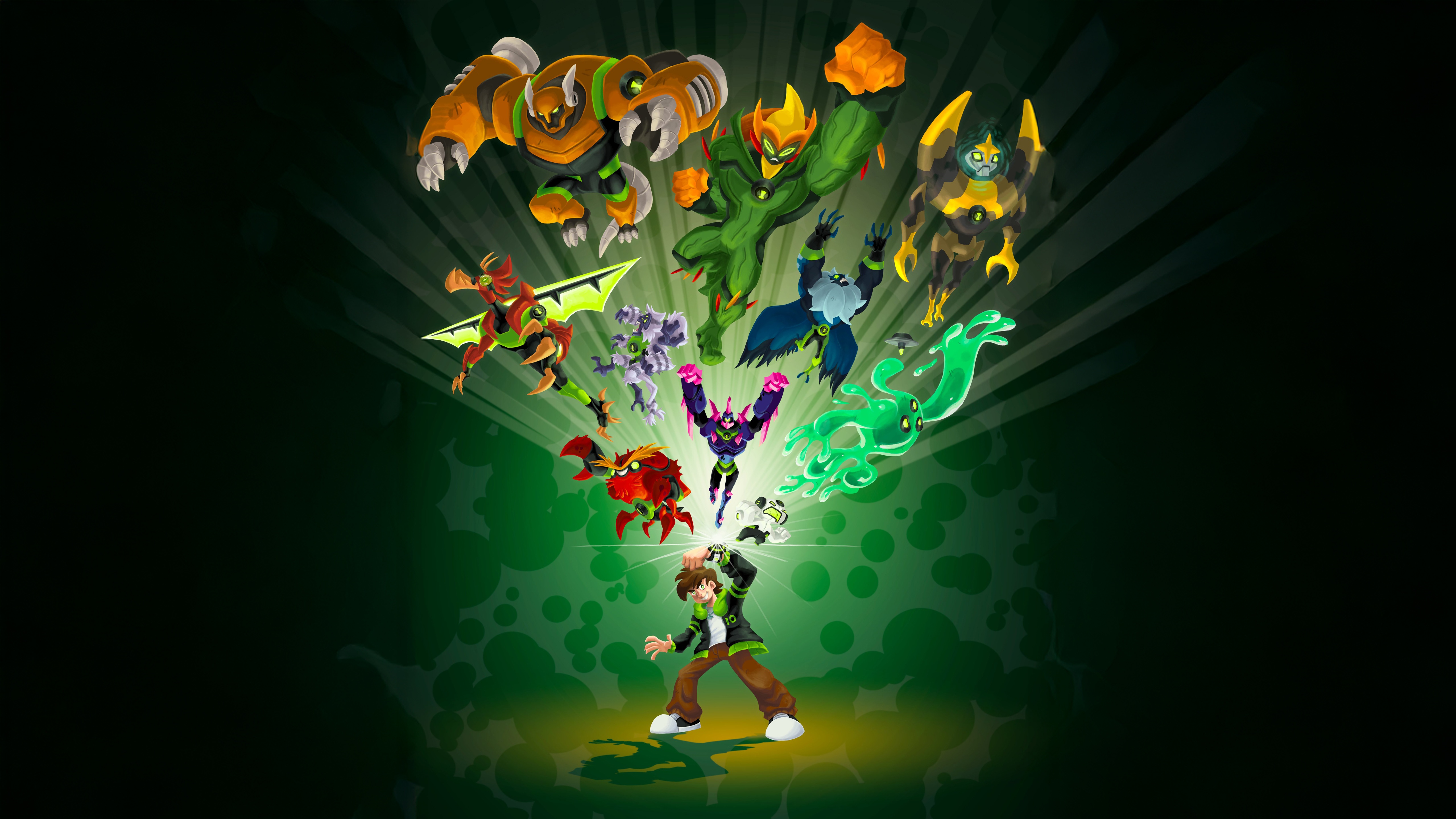 Ben 10 and his alien transformations HD Wallpaper