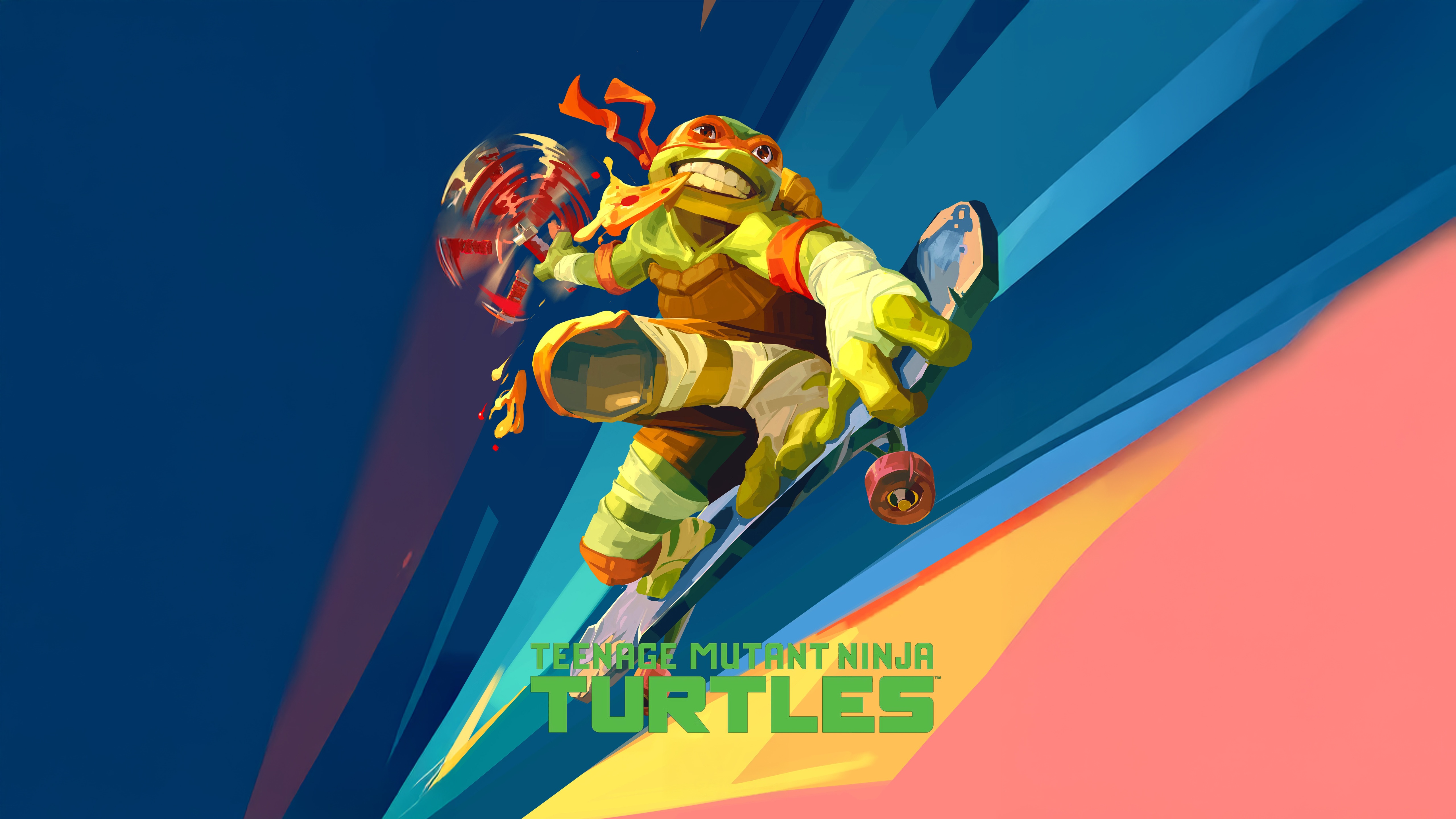 Michelangelo from Teenage Mutant Ninja Turtles on a skateboard HD Wallpaper