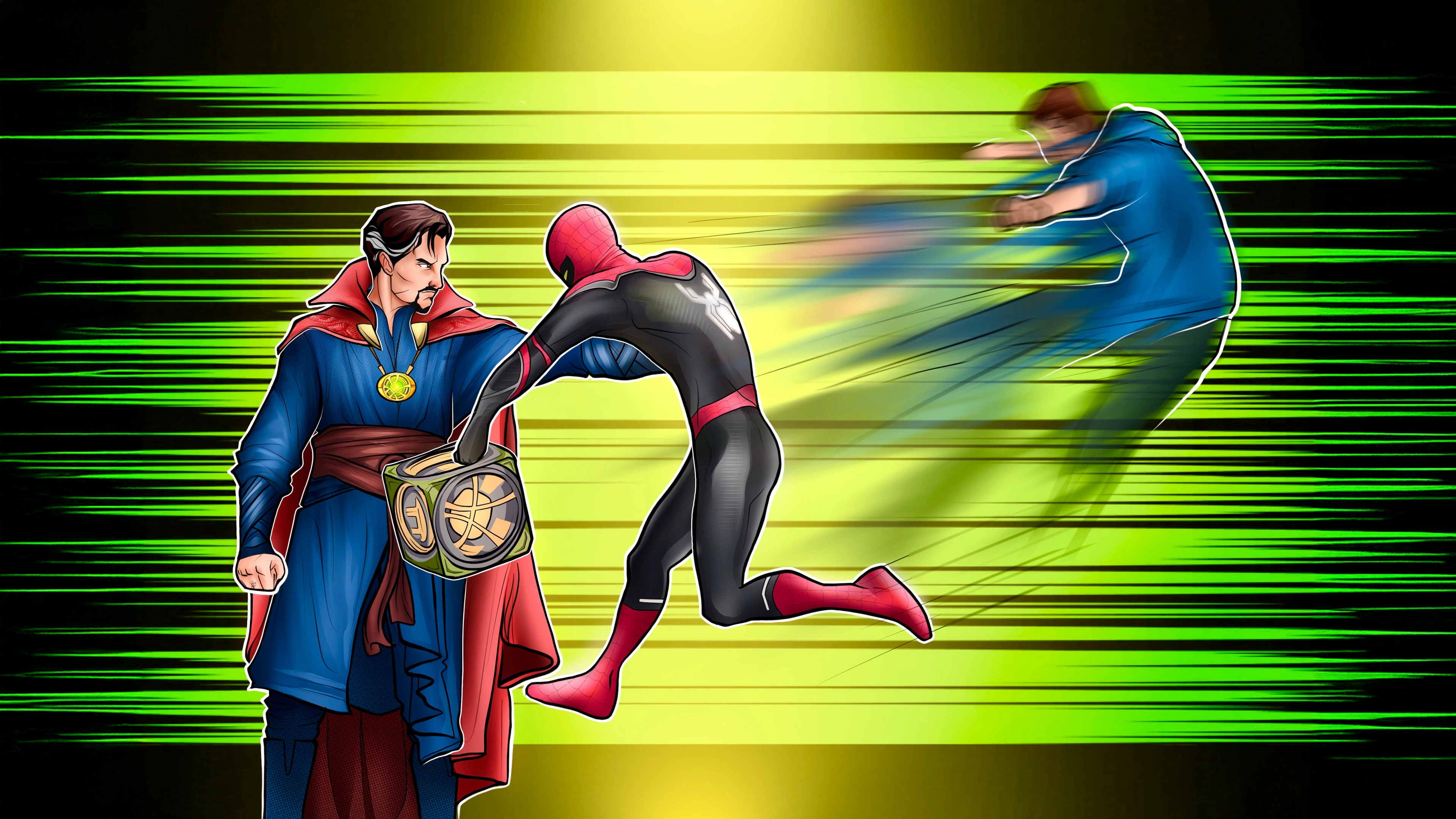 Doctor Strange and Spider-Man in a Speed Force Clash HD Wallpaper