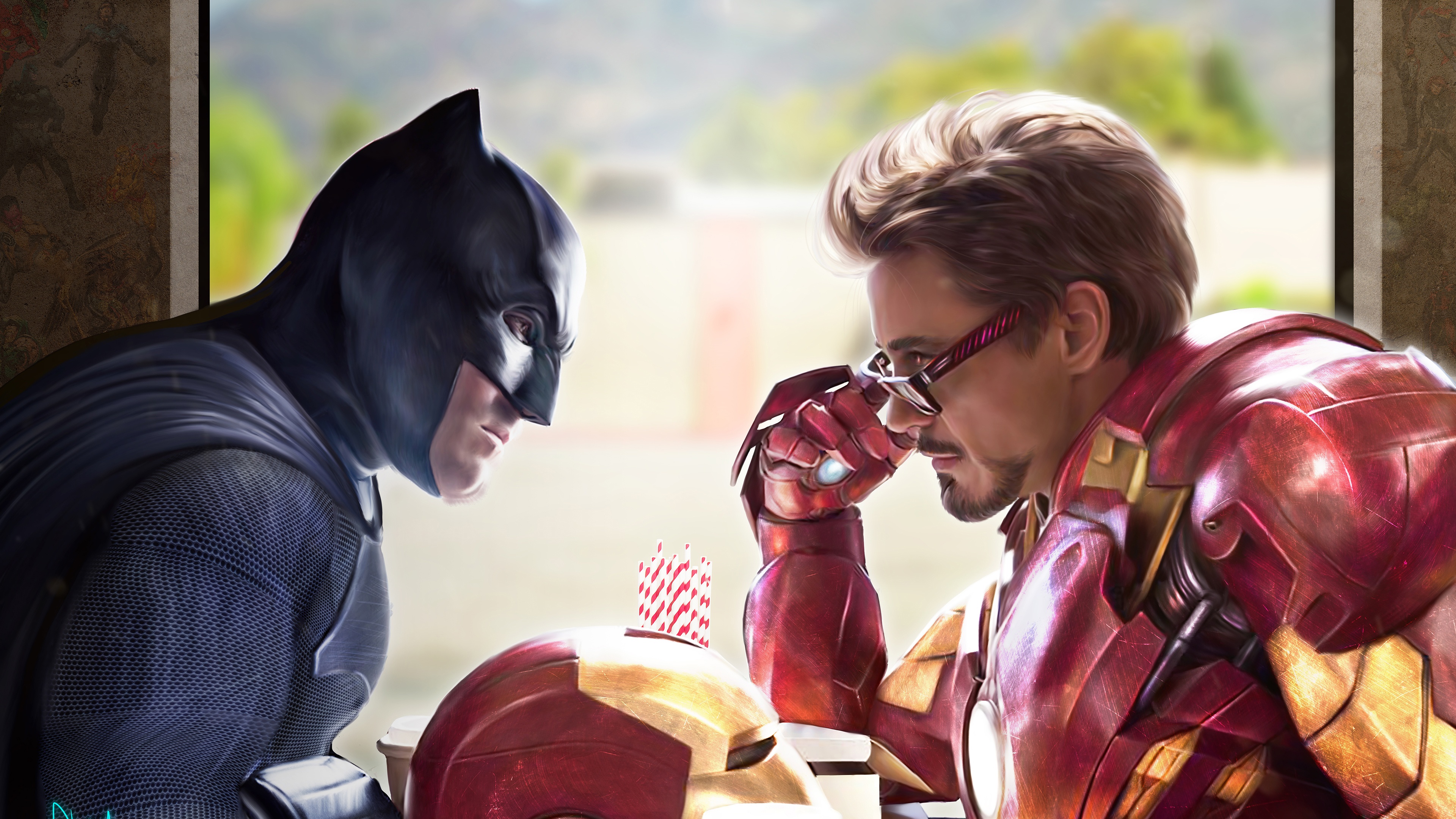 Batman and Iron Man face off HD Wallpaper