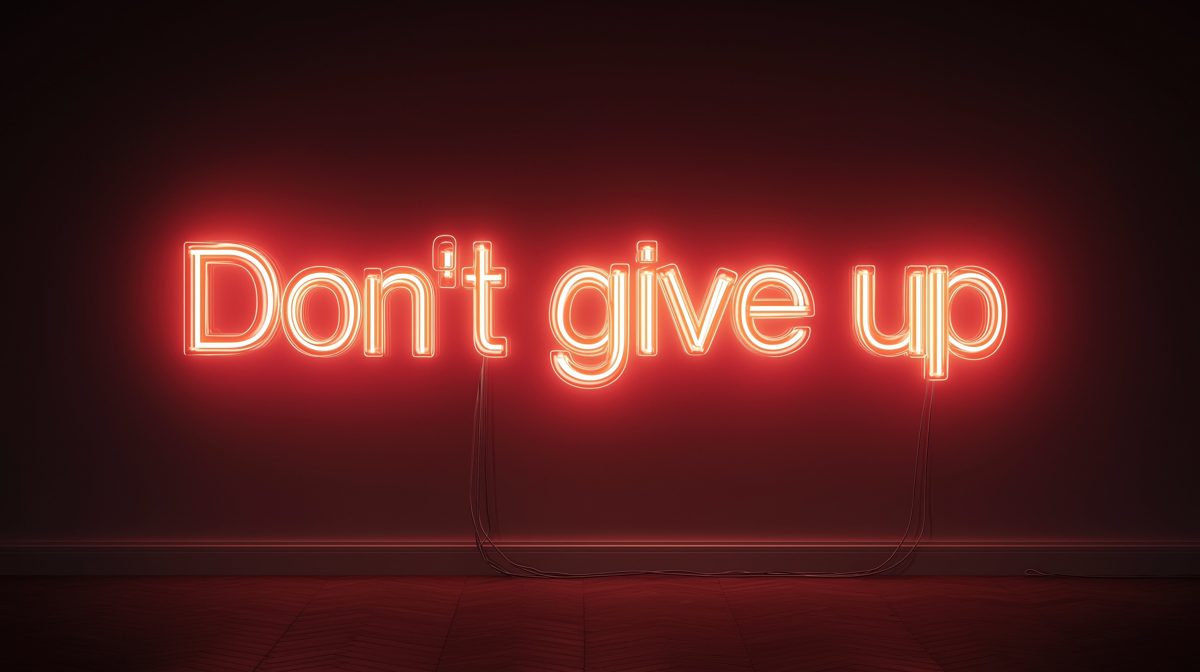 Red neon sign that says "Don't give up" HD Wallpaper