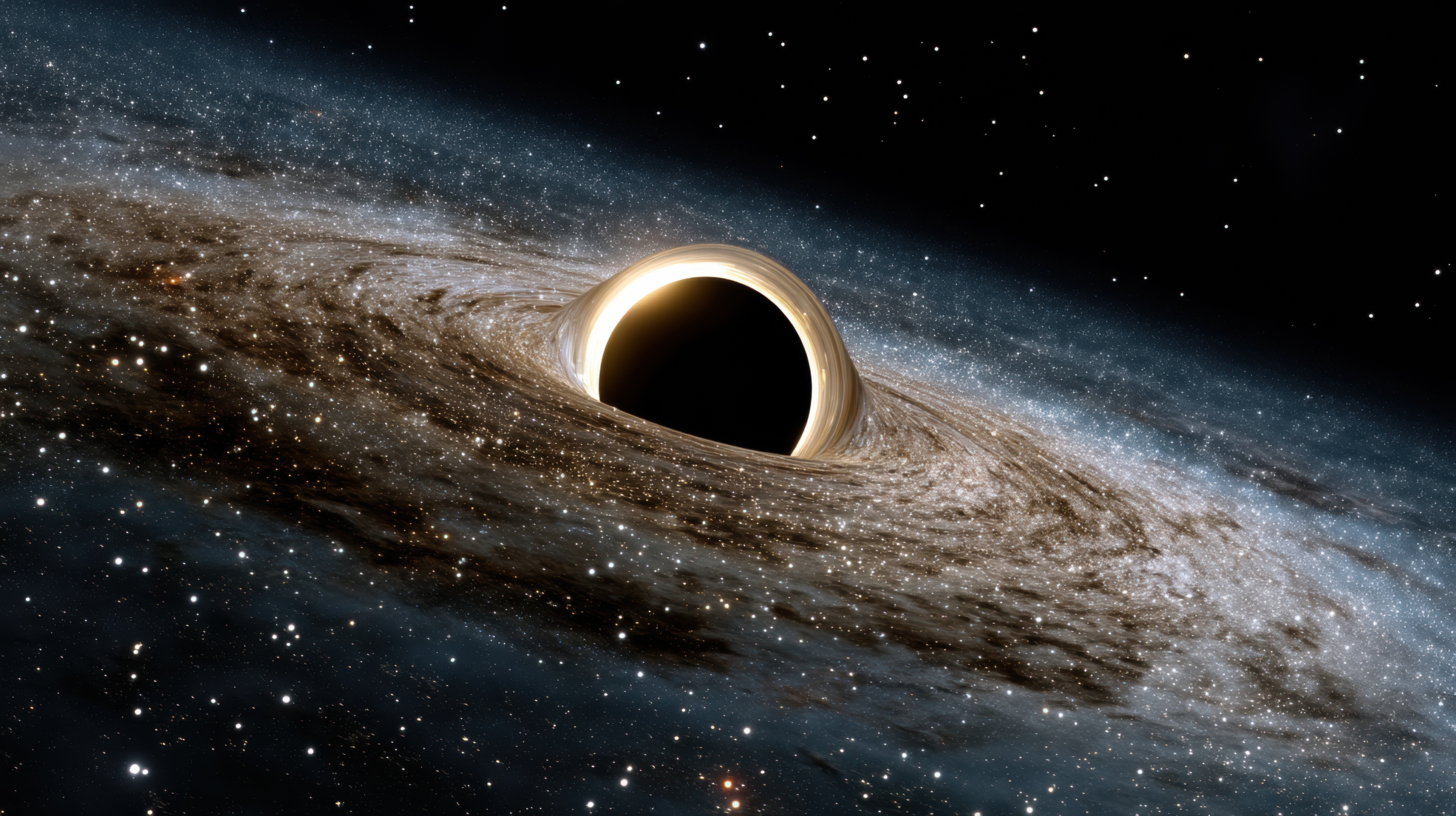 Black Hole with Accretion Disk and Stars HD Wallpaper