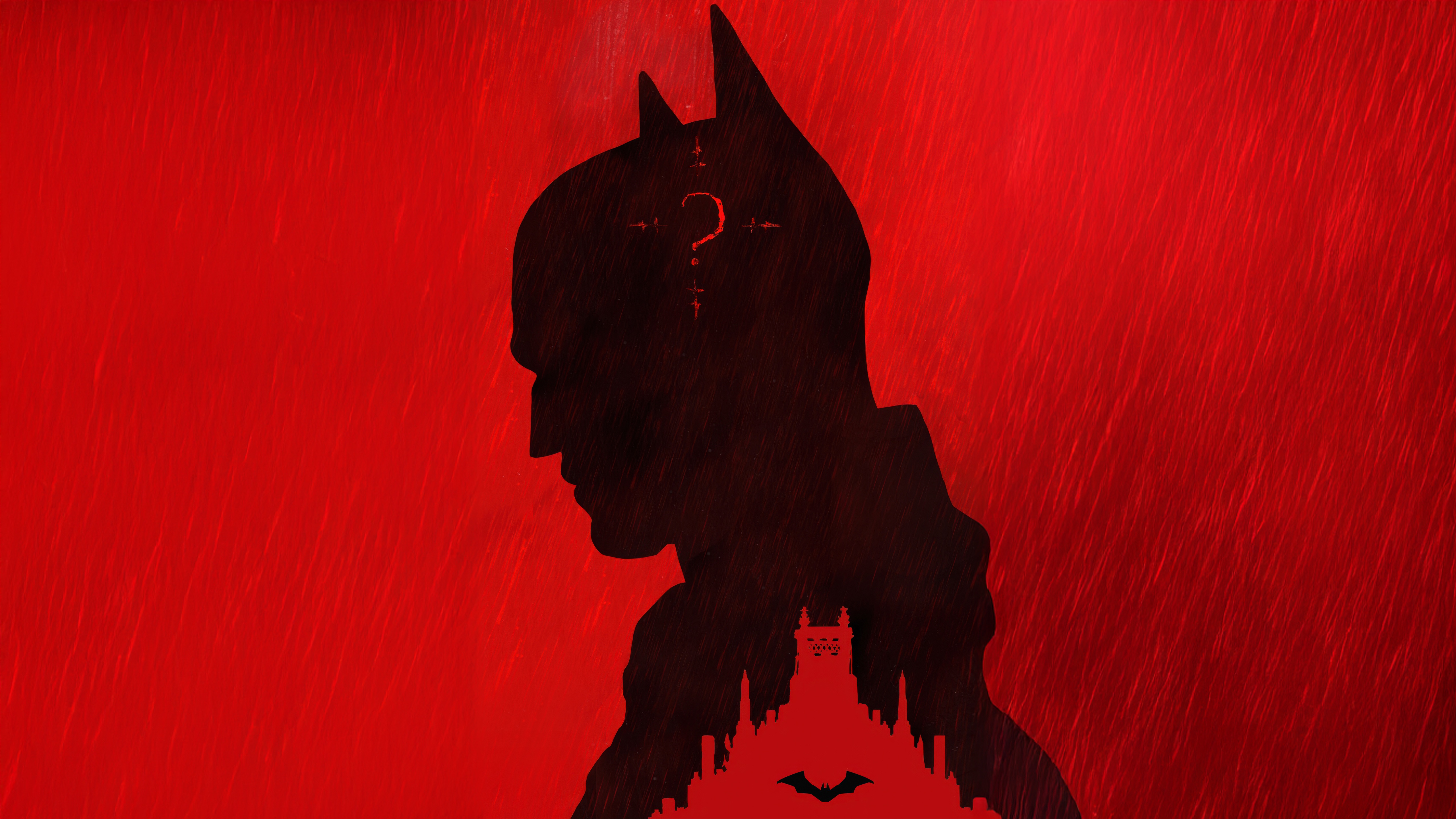 The Batman Silhouette with Riddler's Question Mark HD Wallpaper