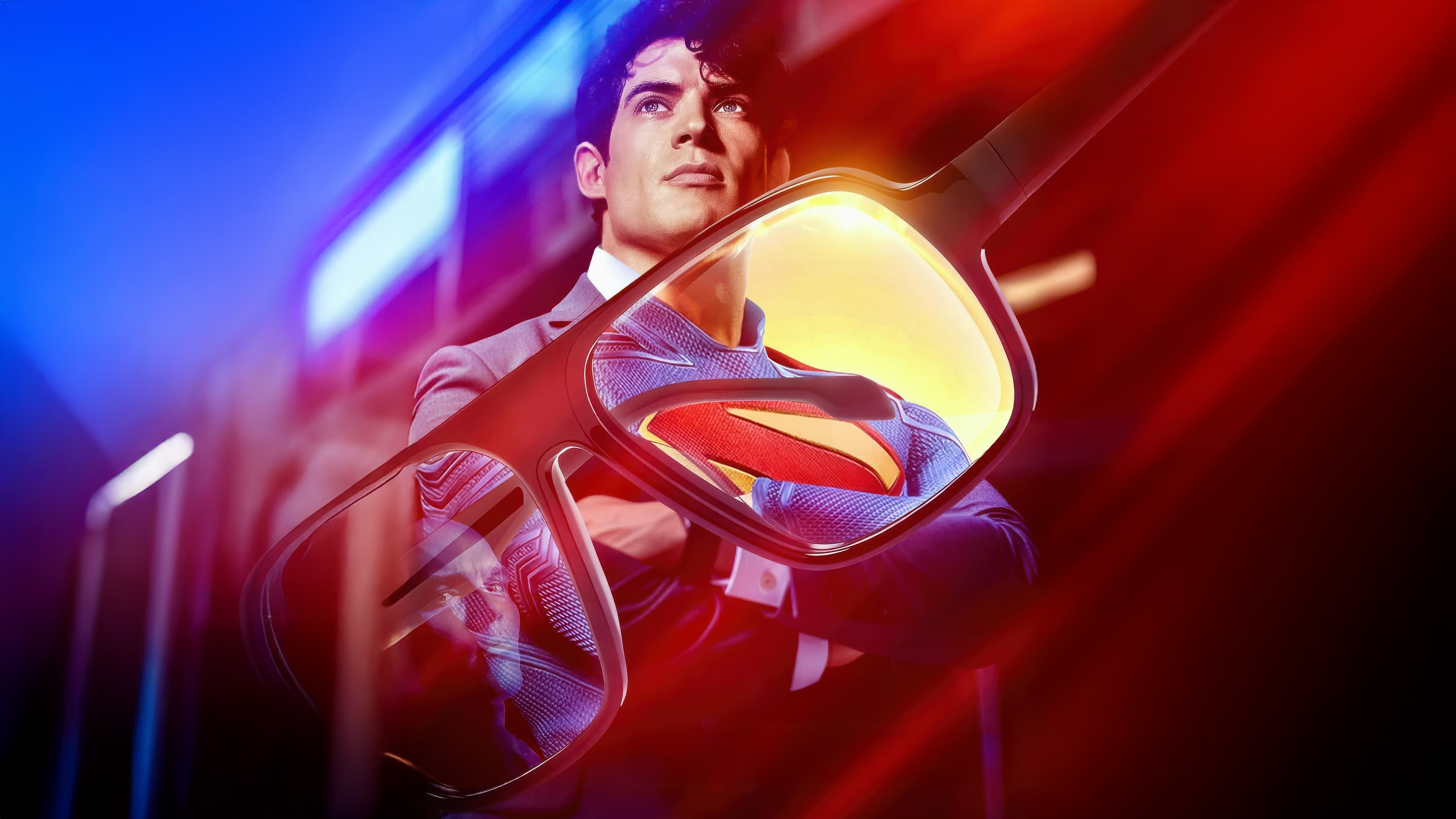 Superman in Glasses Reflecting His Suit HD Wallpaper