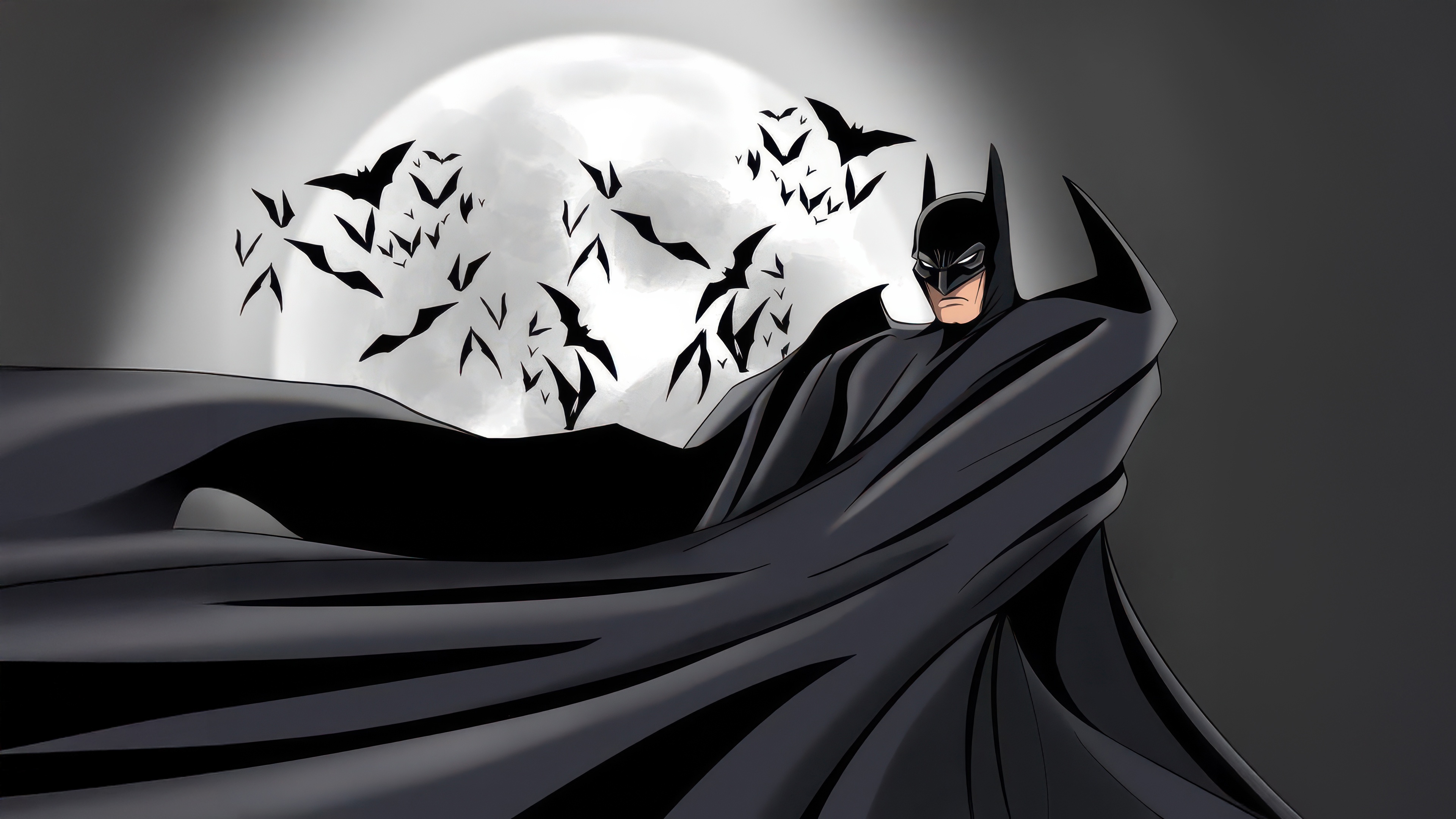 Batman and bats in front of the moon HD Wallpaper