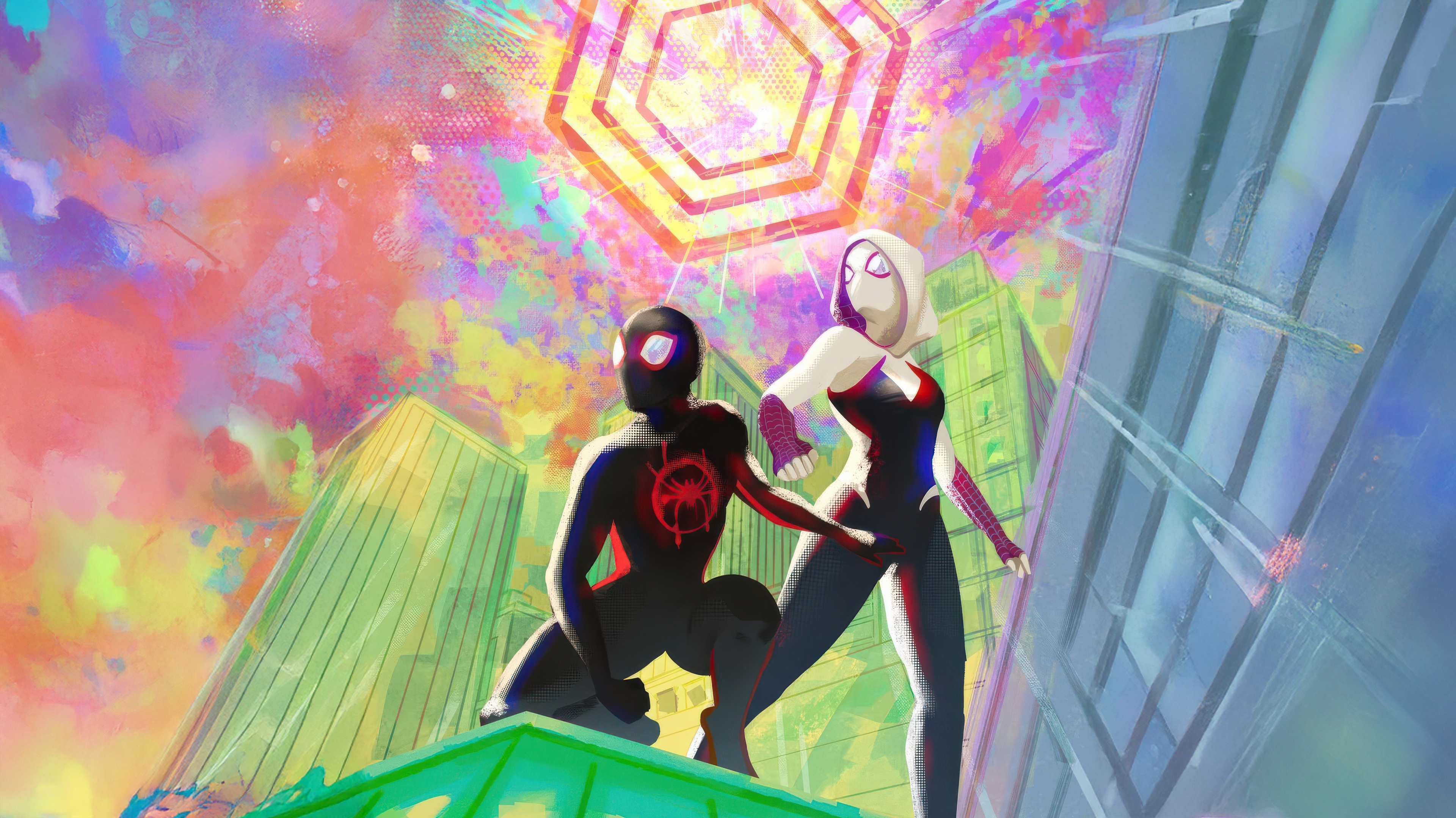 Miles Morales and Gwen Stacy in Spider-Verse HD Wallpaper