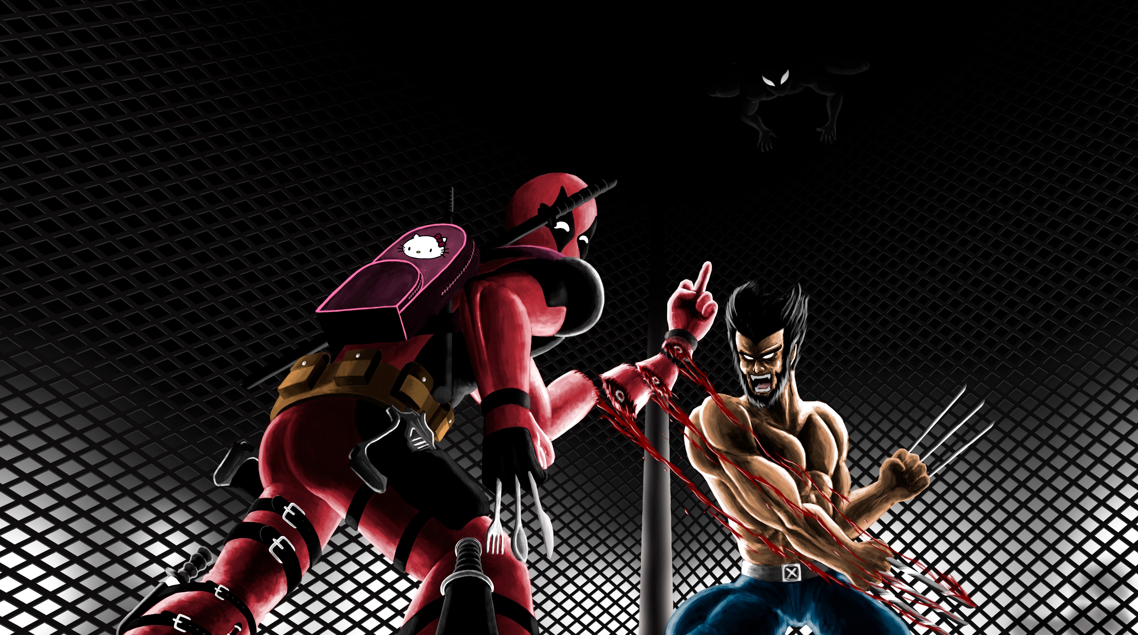 Deadpool and Wolverine in a fight HD Wallpaper
