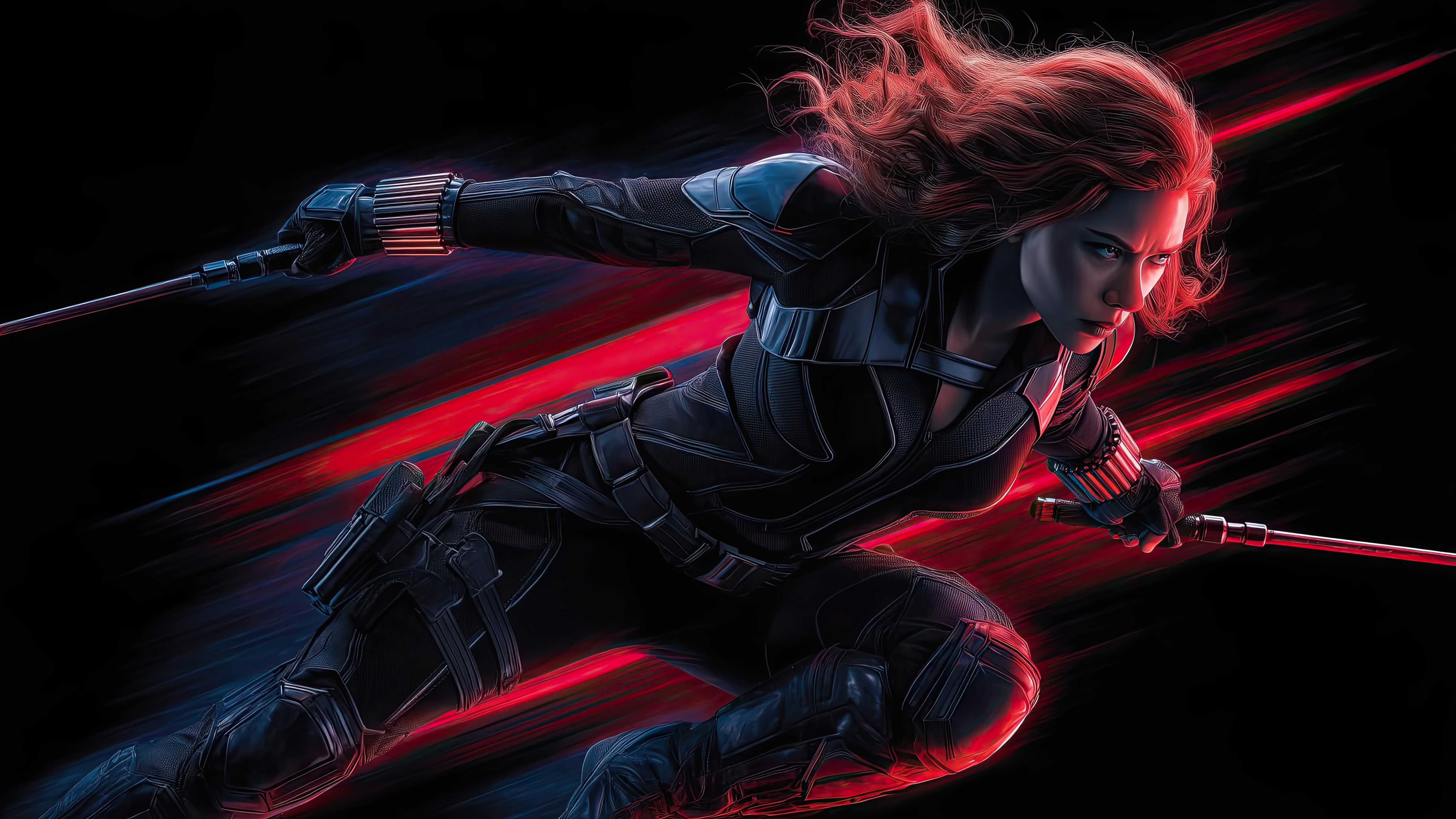 Black Widow in a Tactical Stance HD Wallpaper