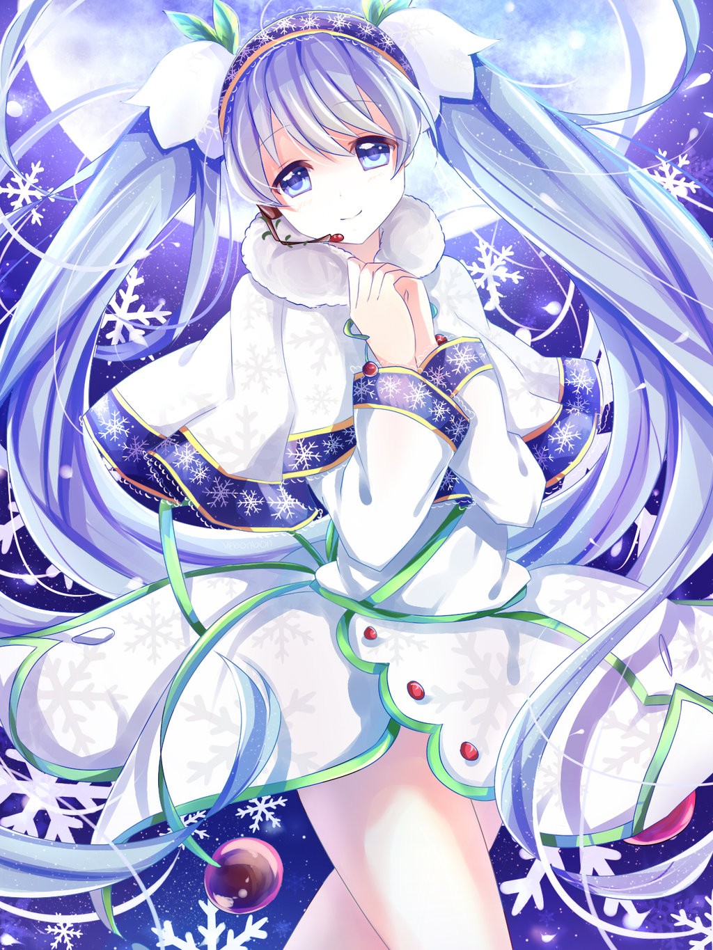 Hatsune Miku from Vocaloid in Winter Outfit HD Wallpaper