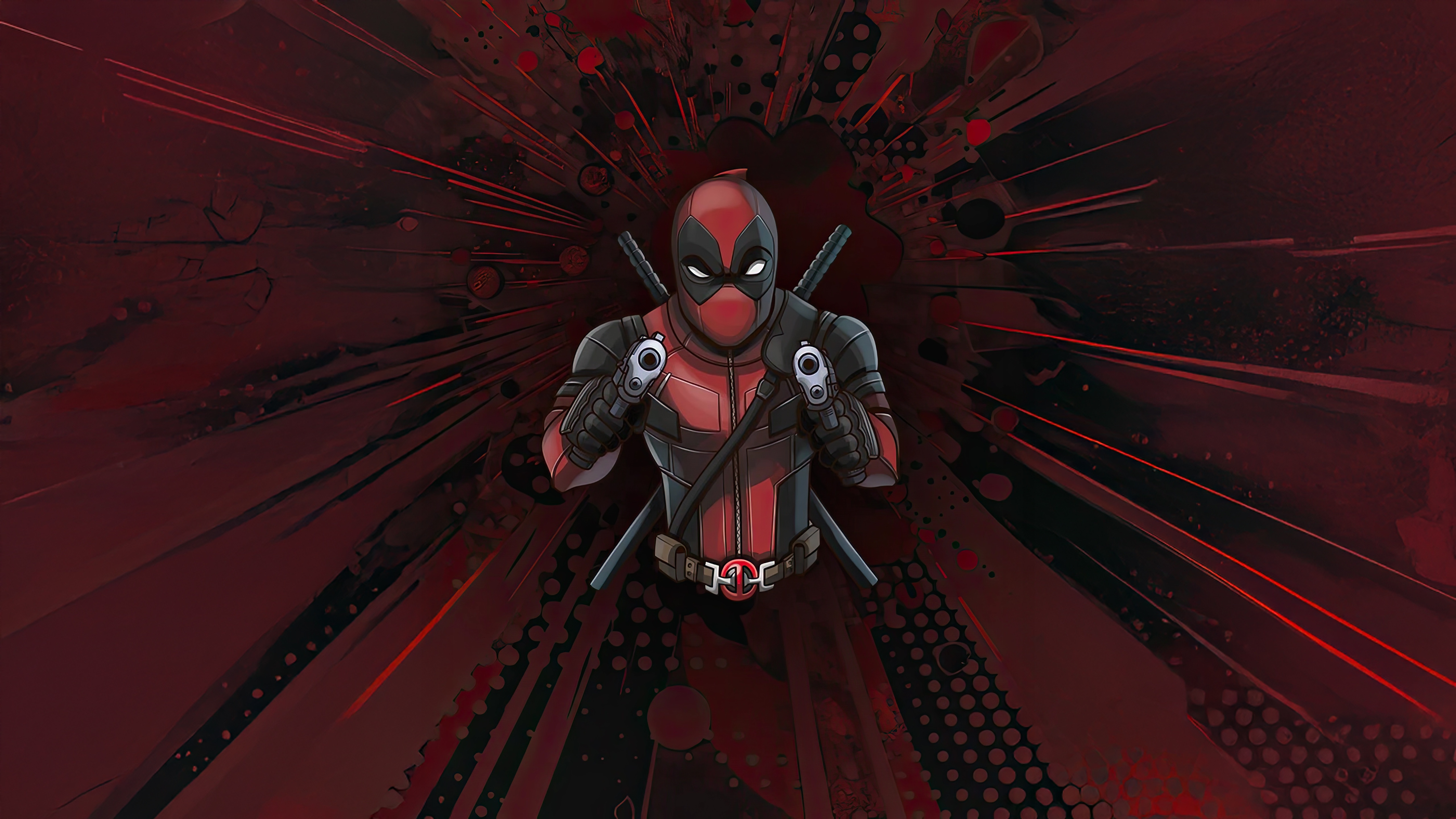Deadpool with Guns and Swords HD Wallpaper