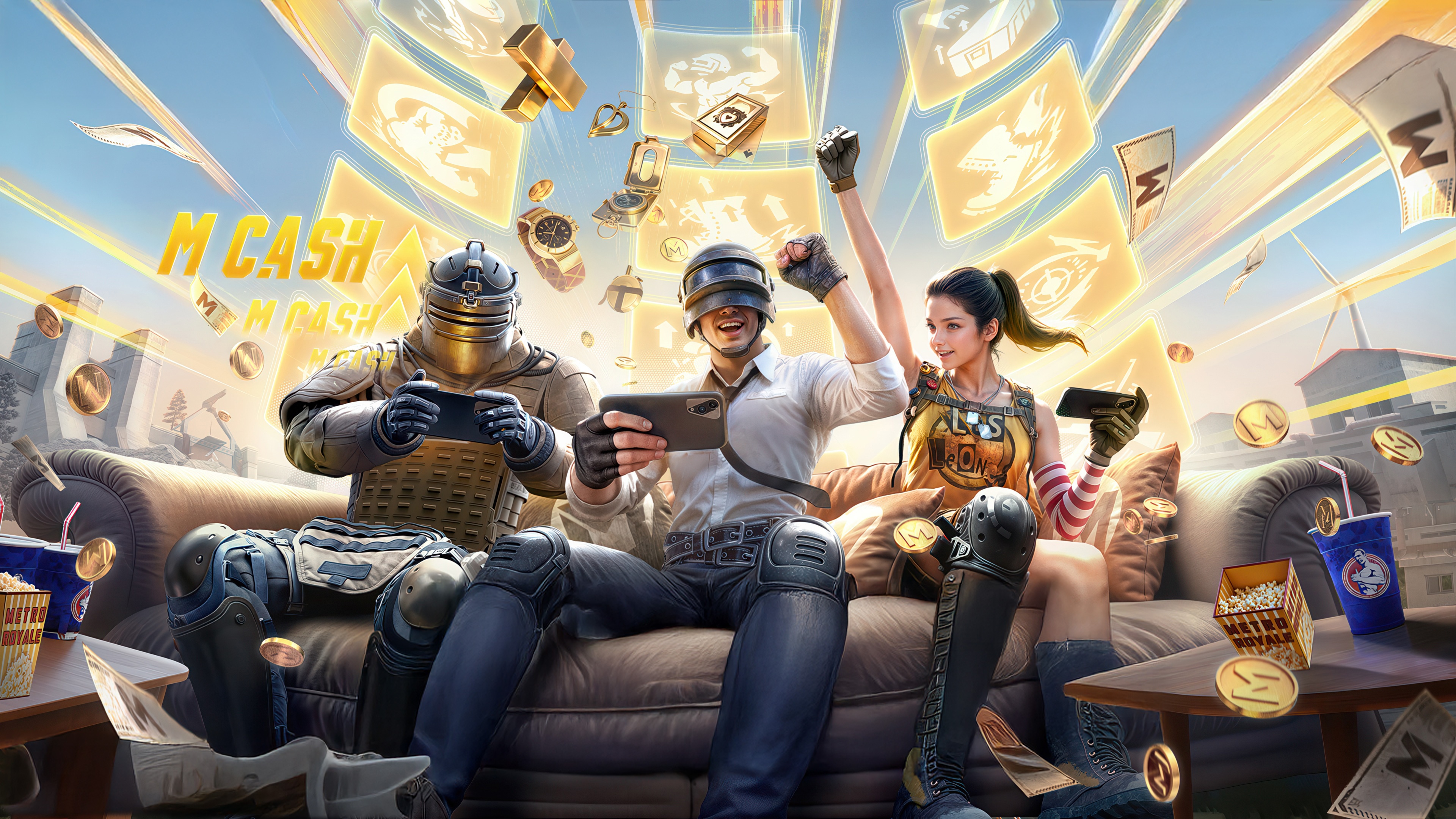 PUBG M Cash Characters Playing Mobile Games HD Wallpaper