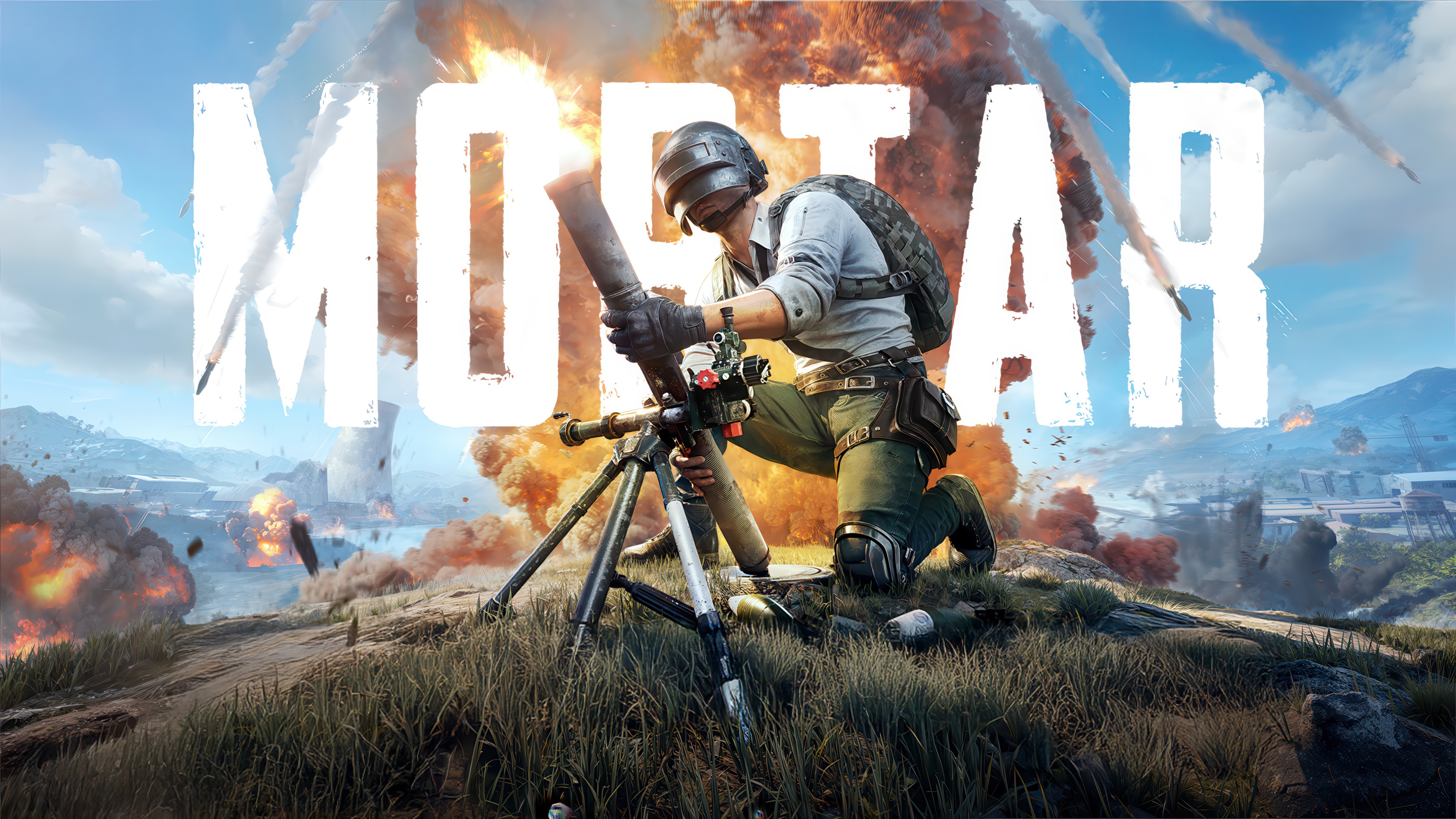 PUBG Mortar Soldier Firing Weapon with Explosions HD Wallpaper