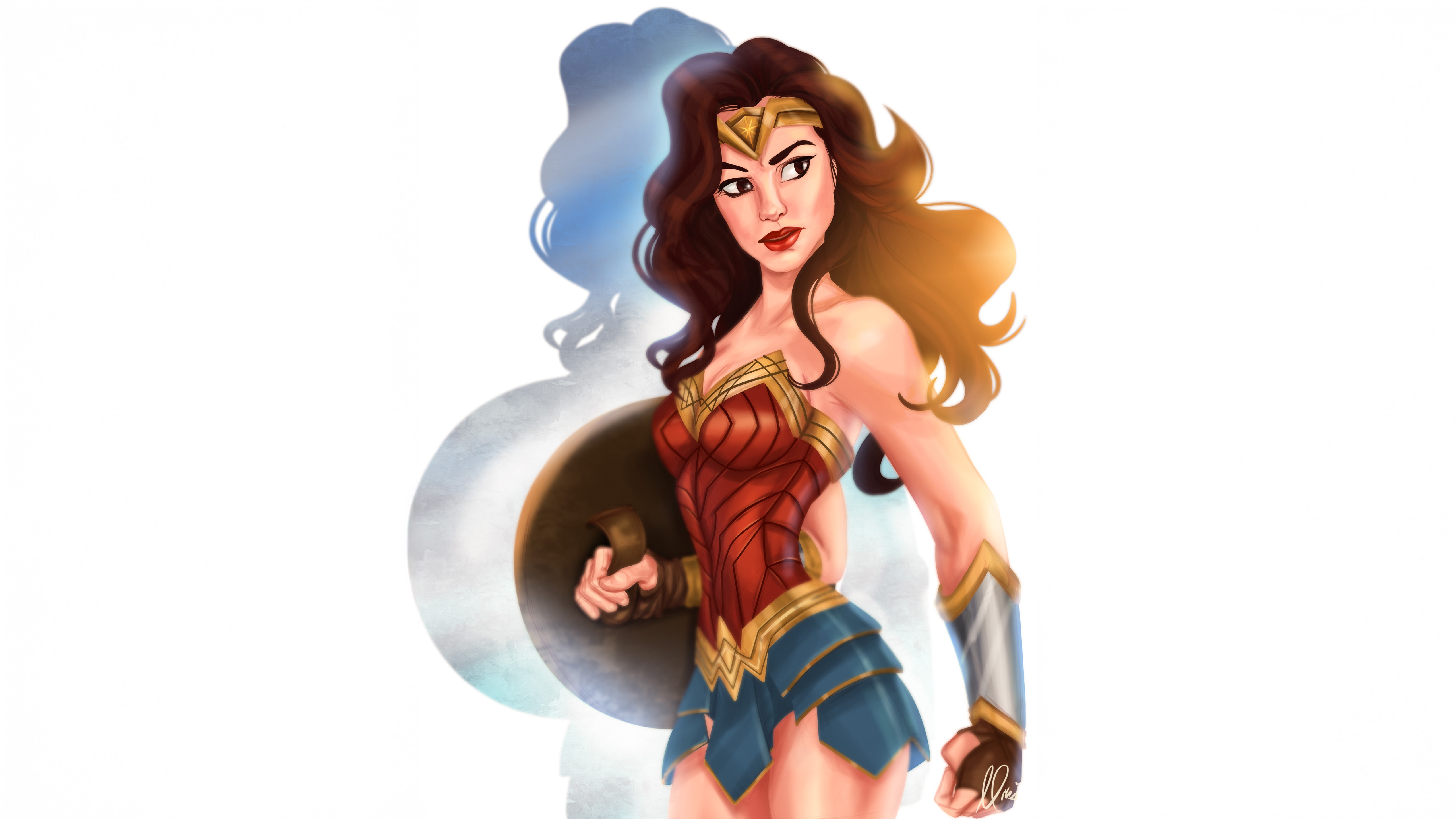 Wonder Woman holding a shield HD Wallpaper