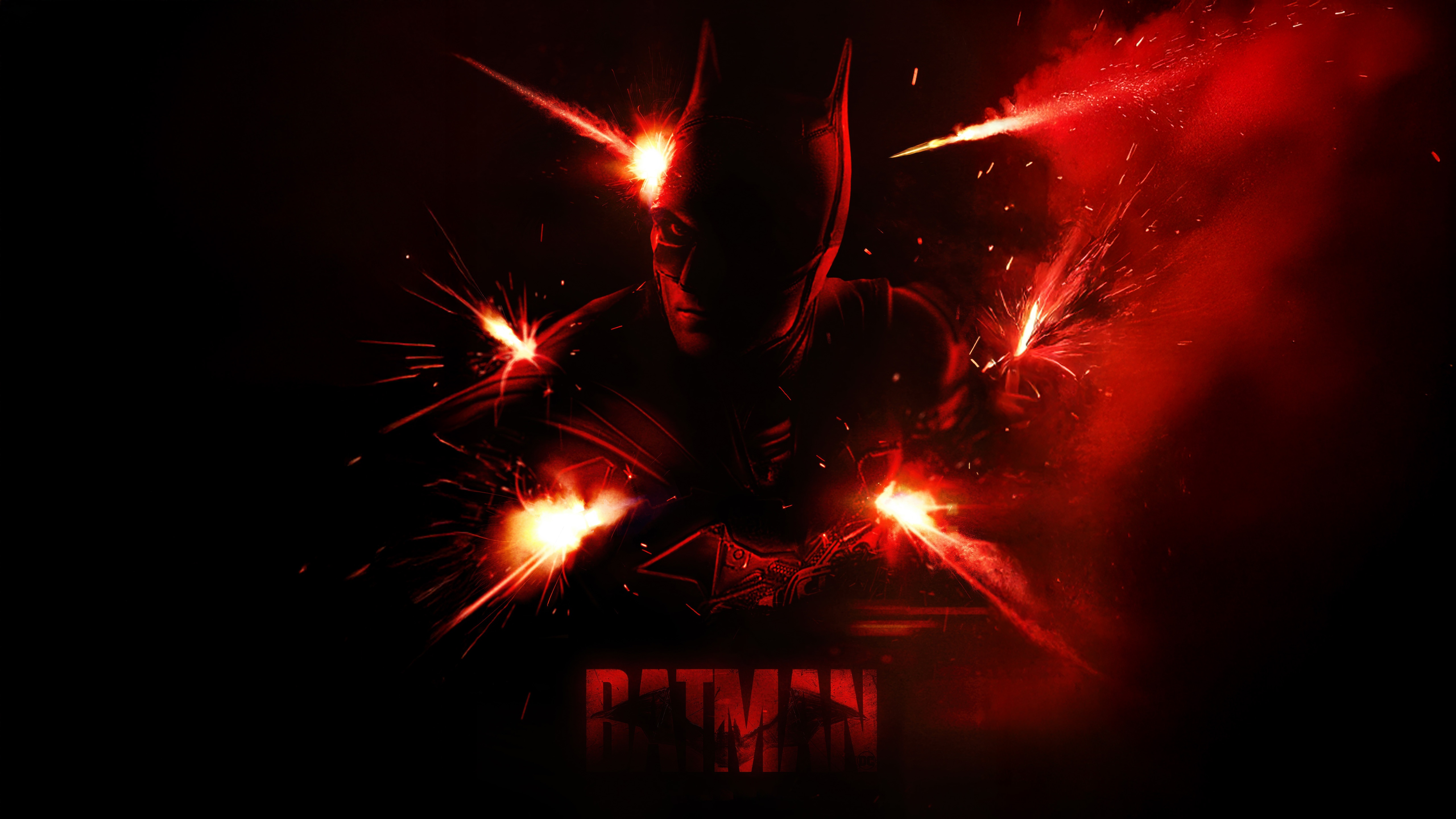 The Batman with Red Explosions HD Wallpaper