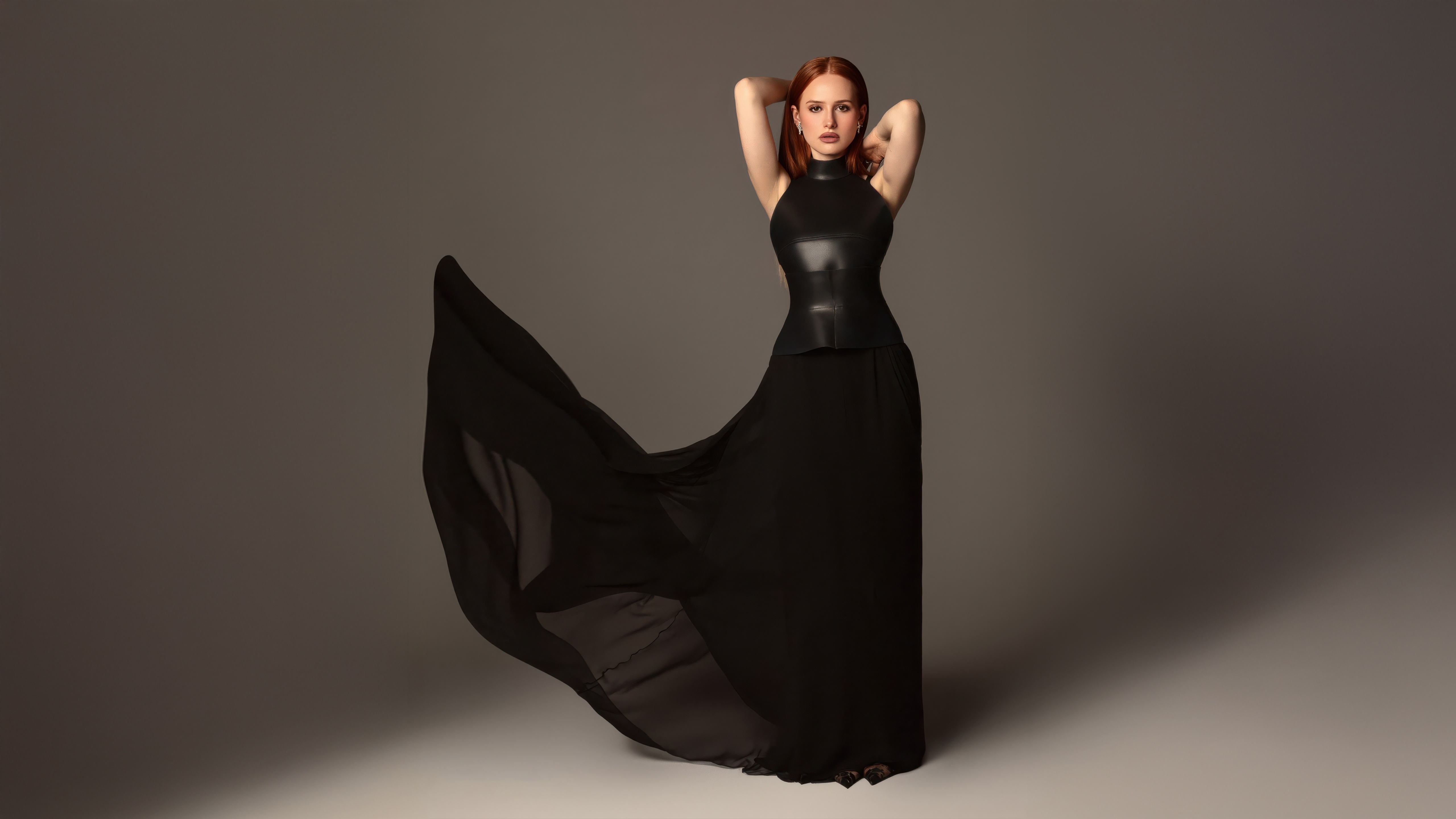 Madelaine Petsch in a black dress HD Wallpaper