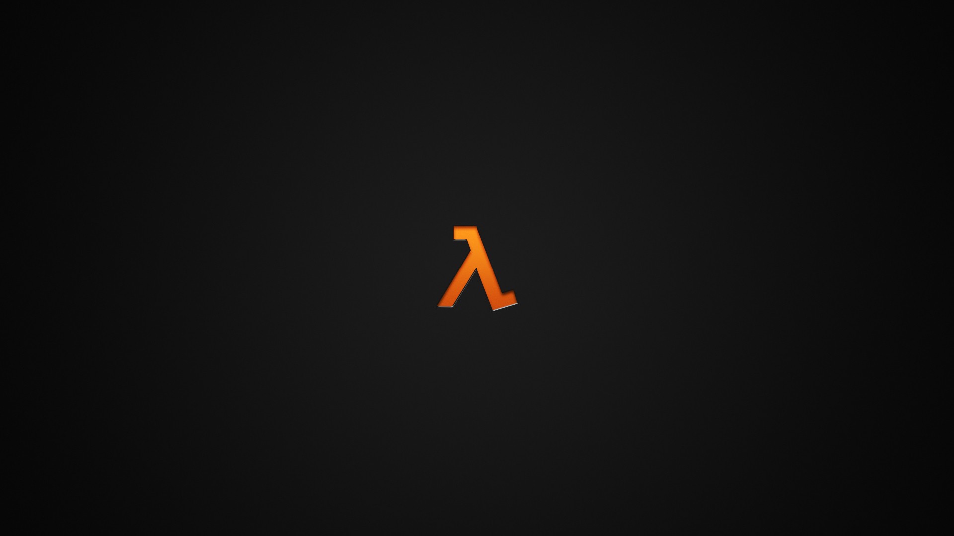Orange Lambda Symbol Minimalist Dark HD Wallpaper