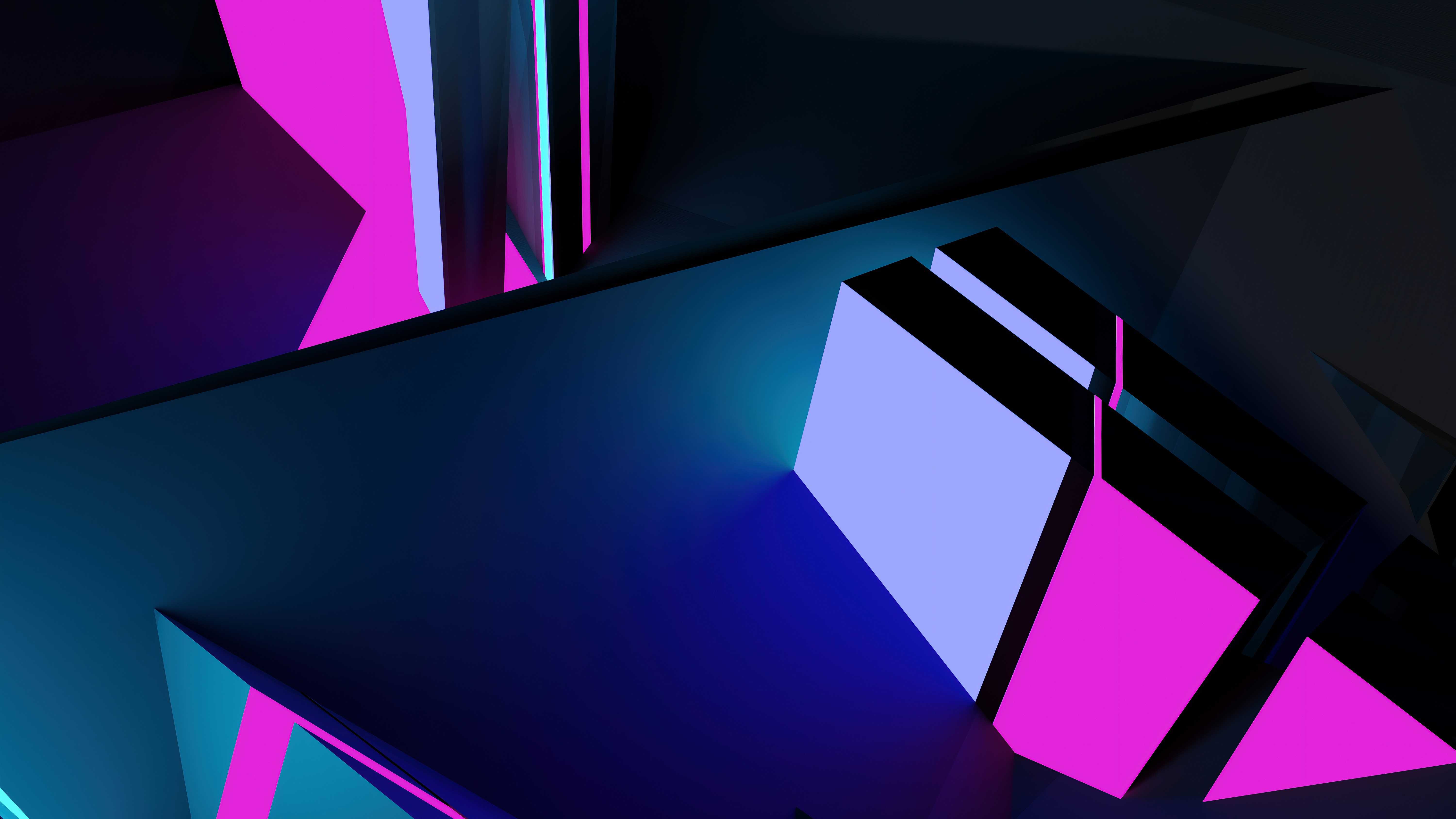 Neon Geometric Cubes on Dark Blue Background HD Wallpaper