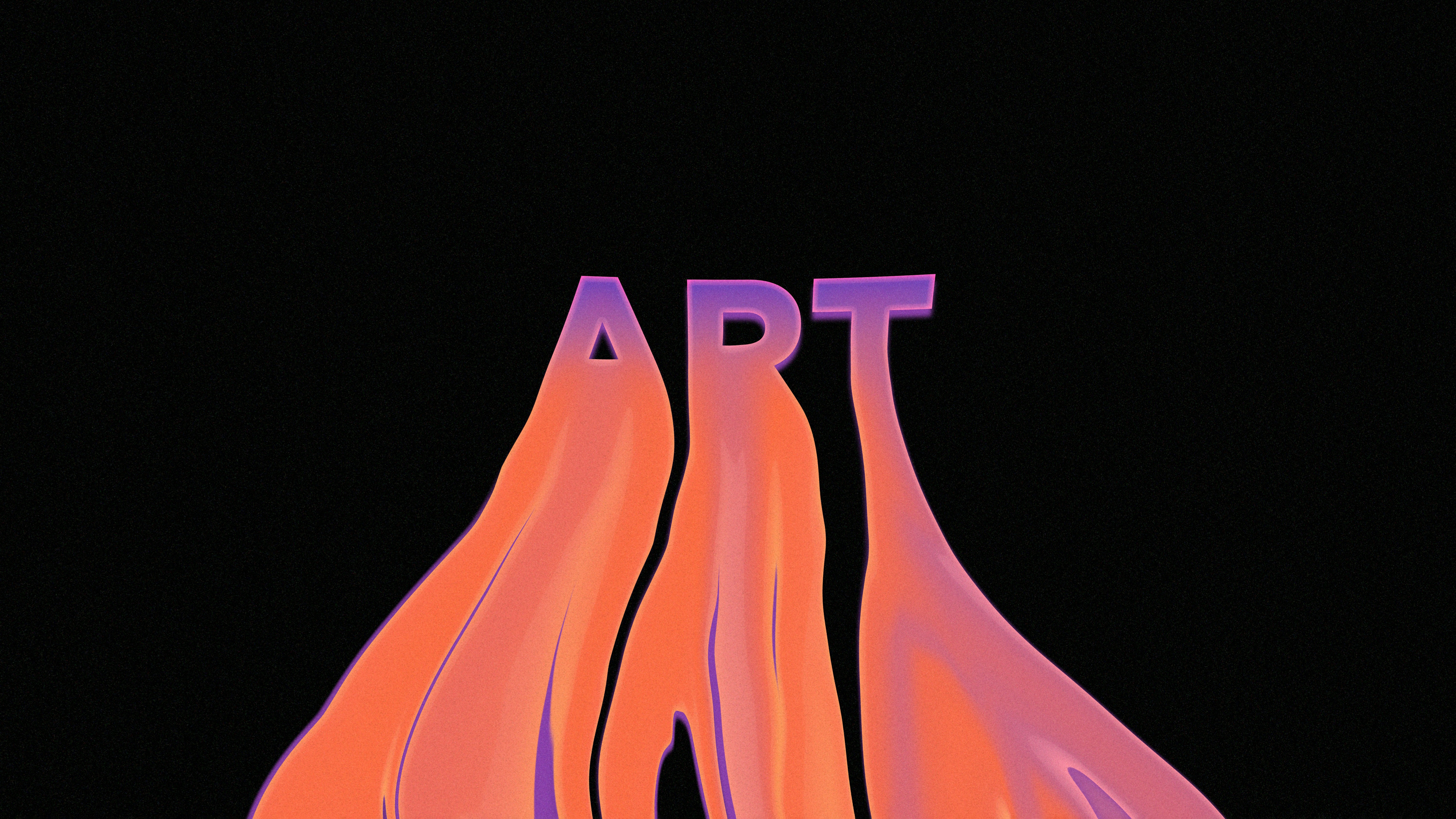 ART text with abstract flowing shapes HD Wallpaper