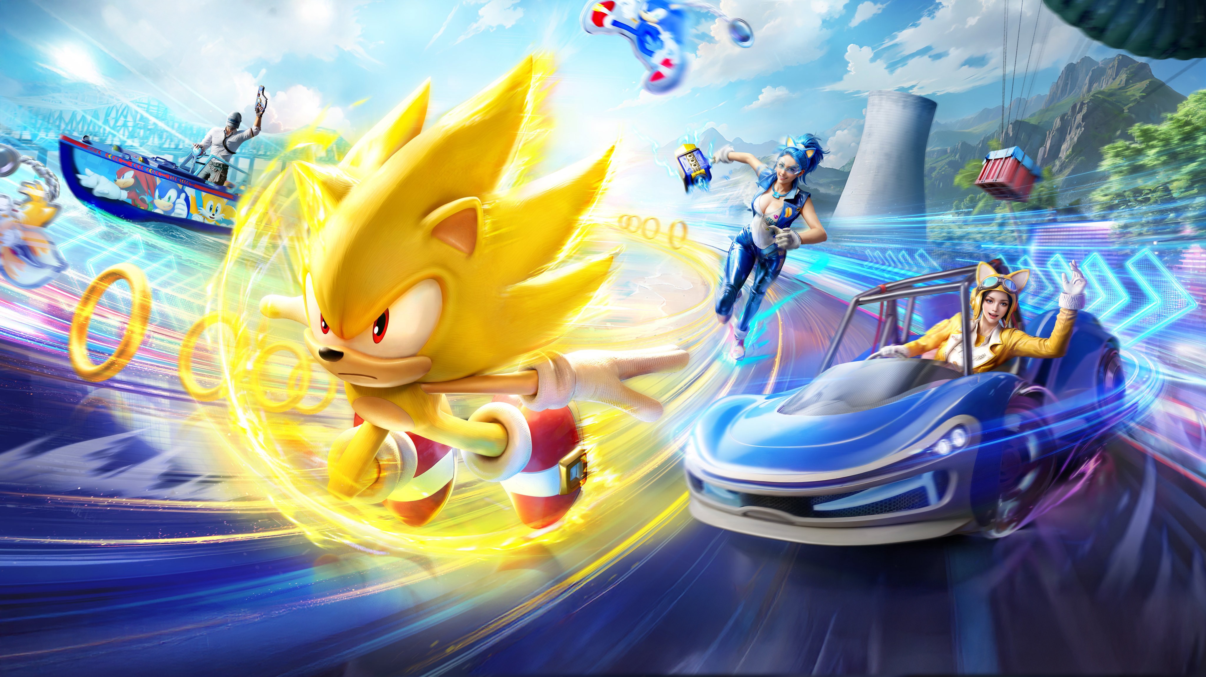 Super Sonic and friends race in PUBG Mobile crossover HD Wallpaper