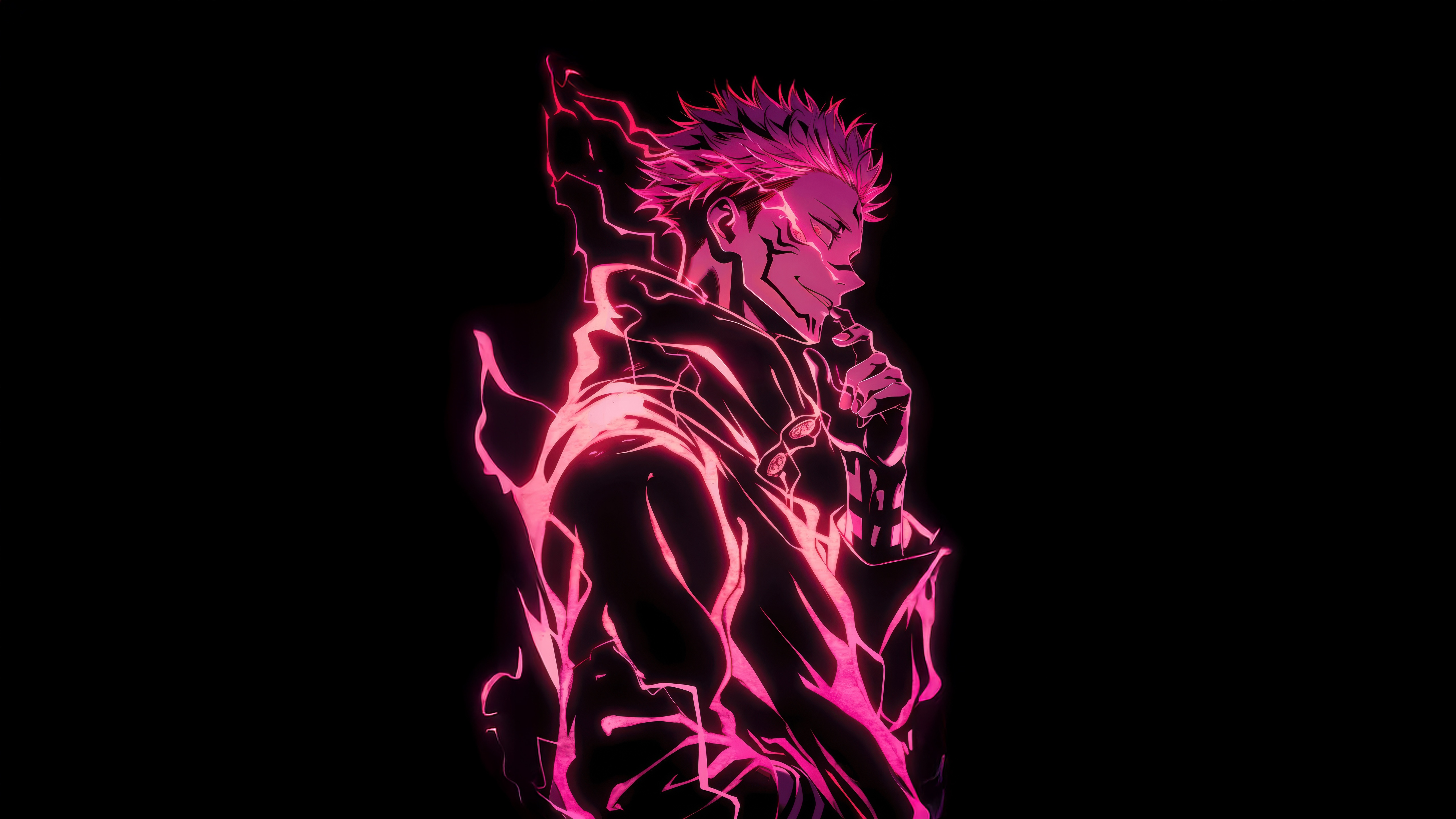 Sukuna from Jujutsu Kaisen with pink aura HD Wallpaper