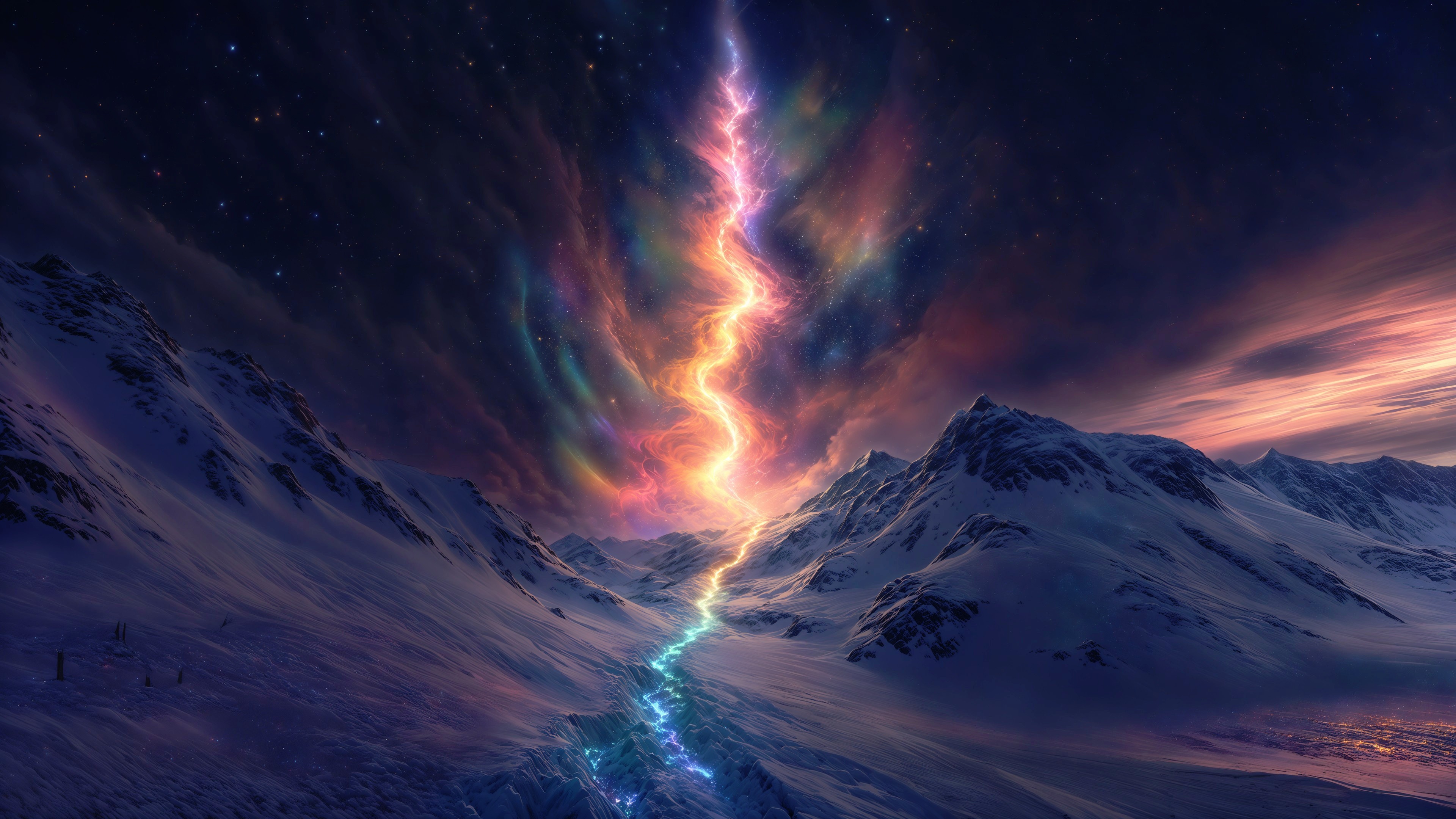 Rainbow Glacier in Snowy Mountains HD Wallpaper