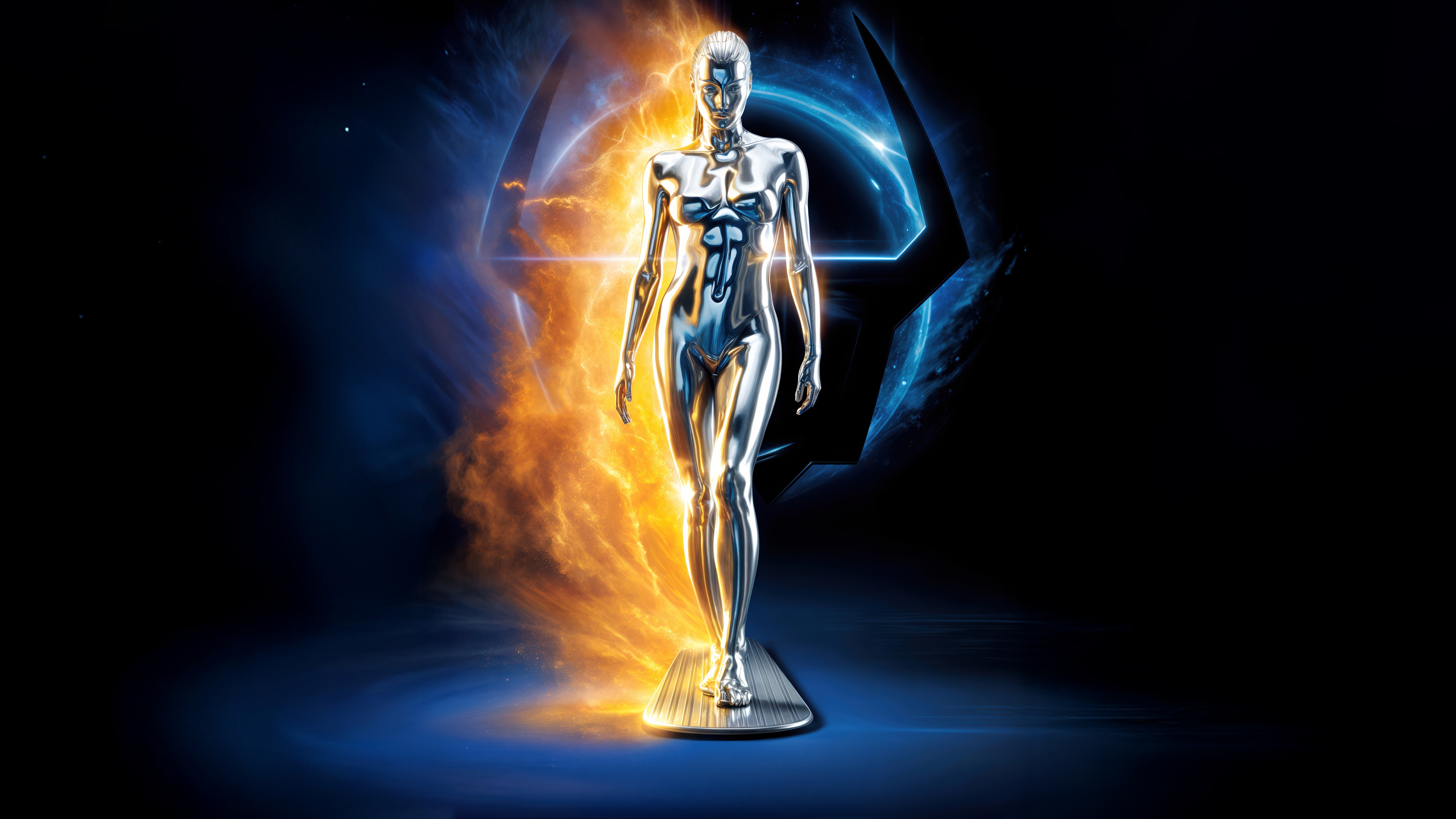 The Silver Surfer Walking Through Fire and Ice HD Wallpaper